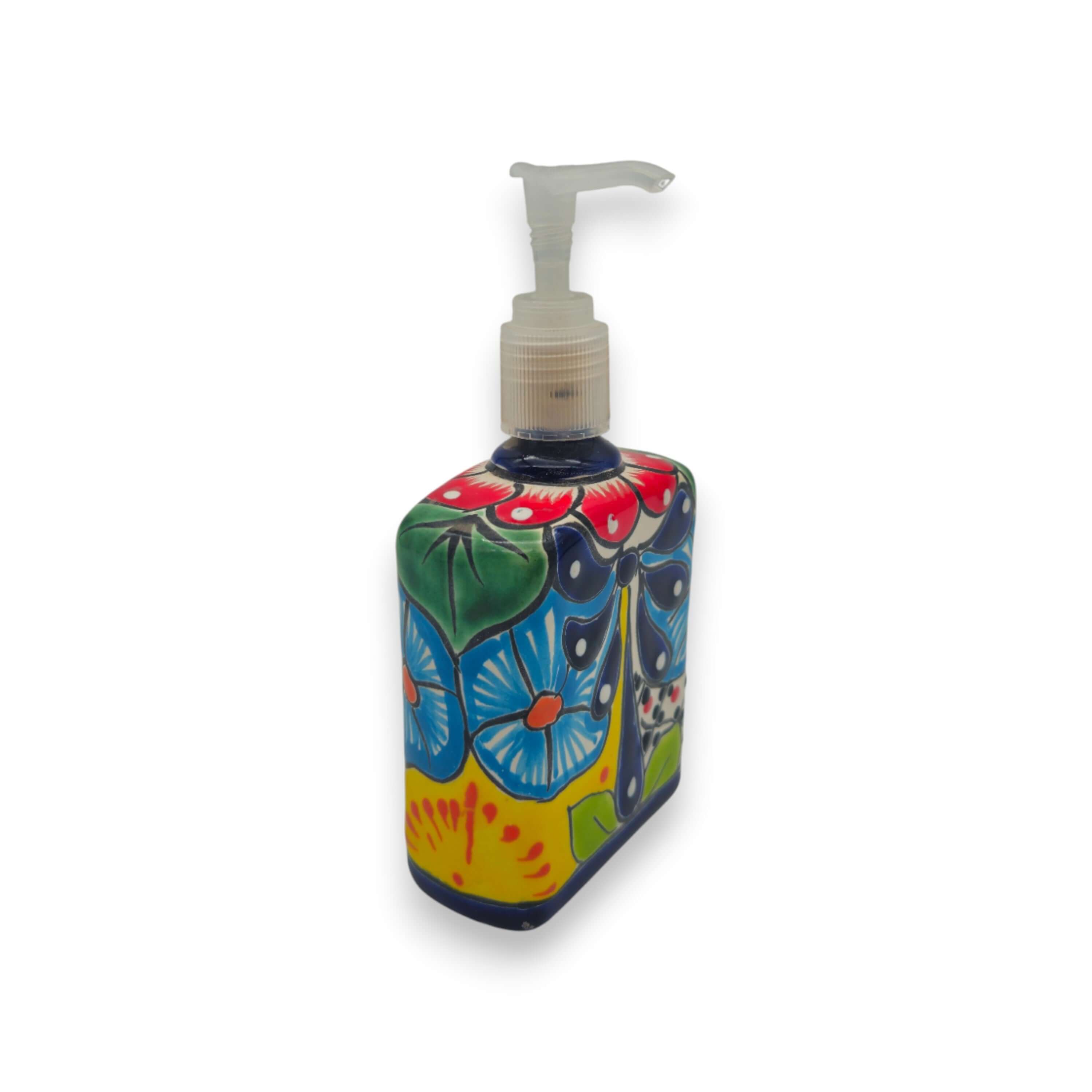 Dosificador de jabón de Talavera pintado a mano | Dispensador de cerámica de colores