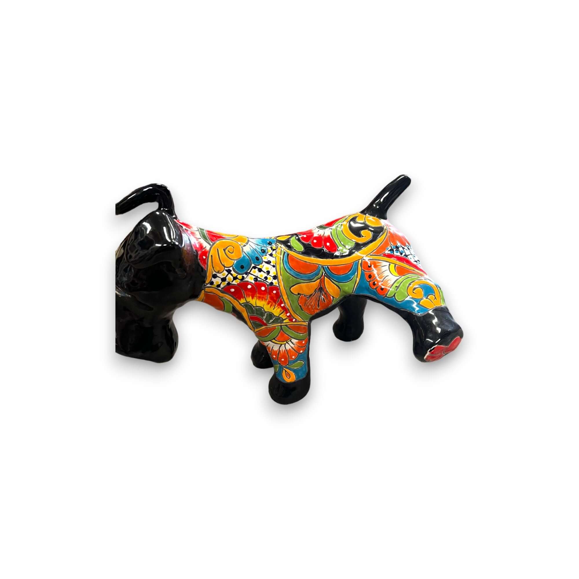 Escultura Vibrante de Perro de Talavera | Pieza Grande de Arte Mexicano Colorido Pintado a Mano
