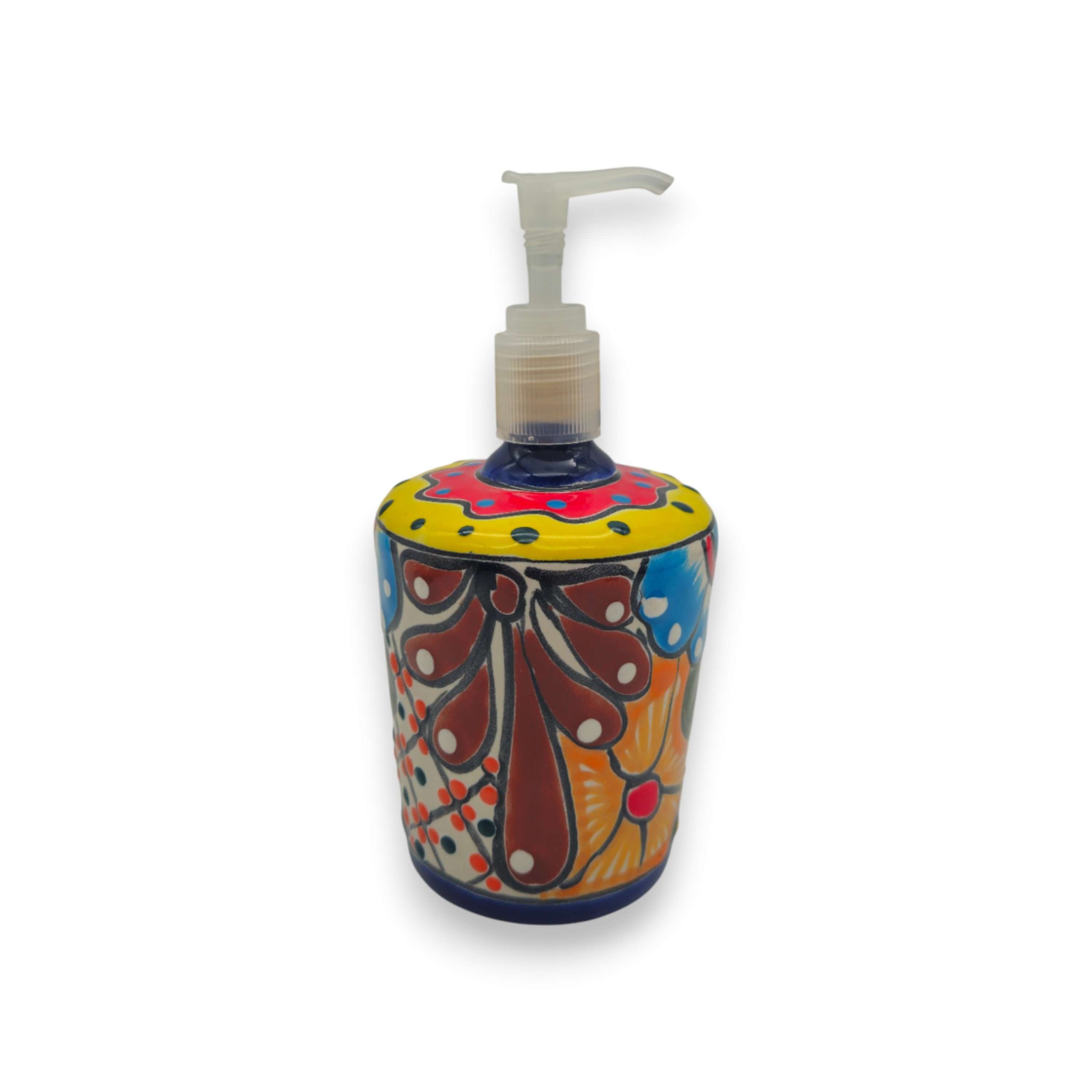 Dispensador de jabón floral Talavera | Cerámica mexicana pintada a mano