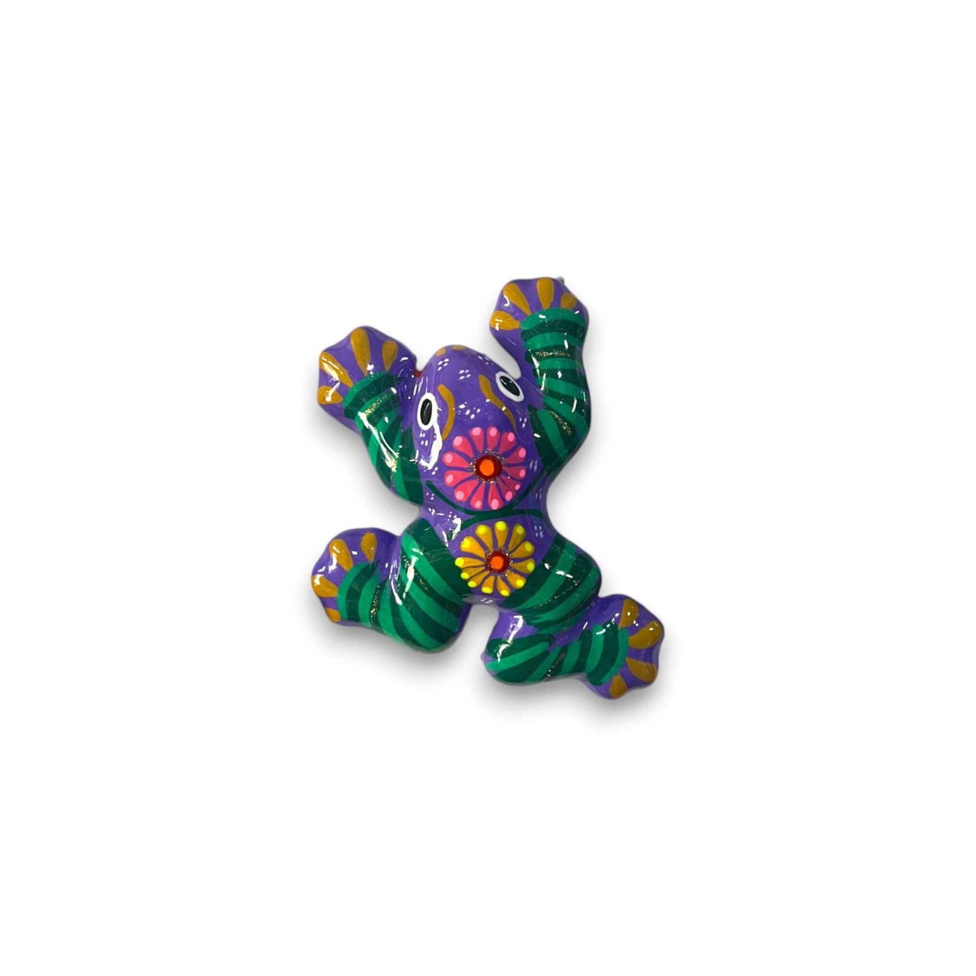 Figura de rana de Talavera colorida | Arte de pared mexicano pintado a mano