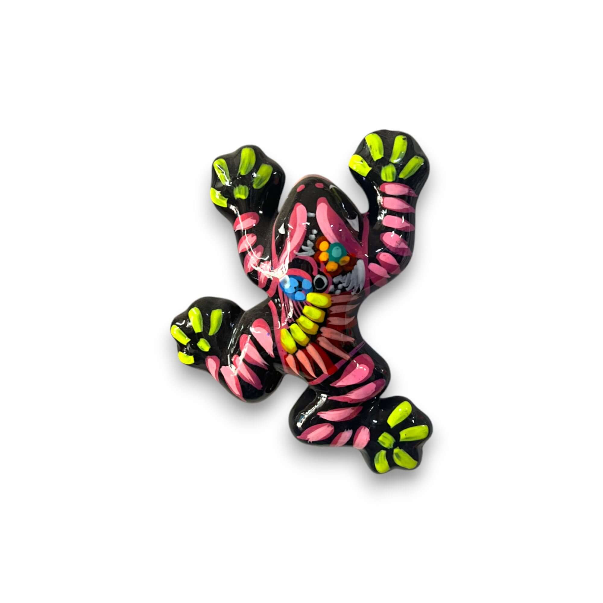 Figura de rana de Talavera colorida | Arte de pared mexicano pintado a mano