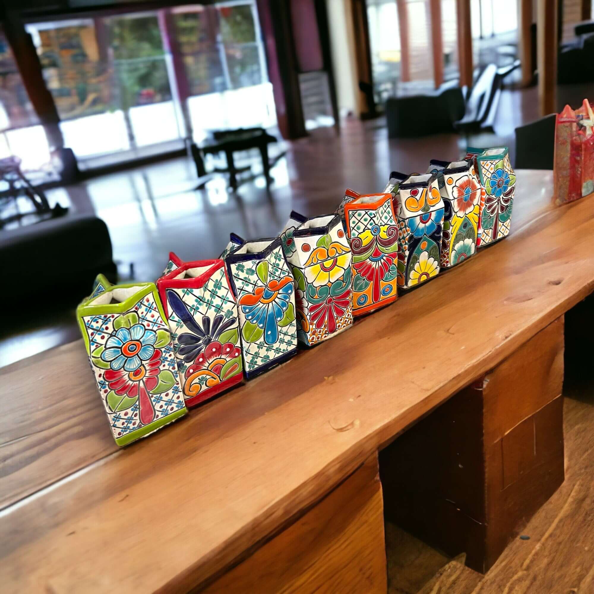 Talavera Hand-Painted Milk Carton | Colorful Mexican Container