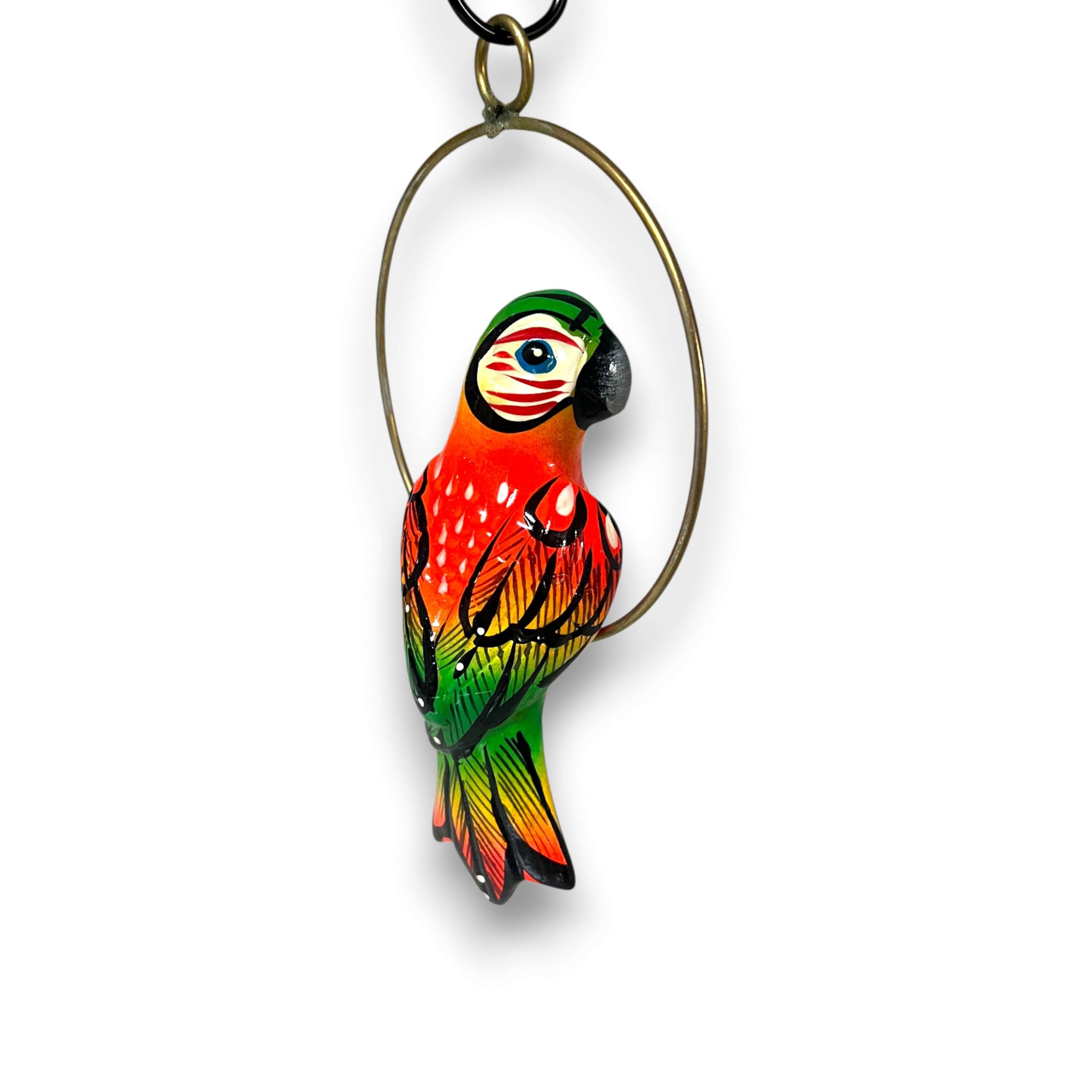 Loro Mini Talavera Vibrante | Adorno Colgante Pintado a Mano
