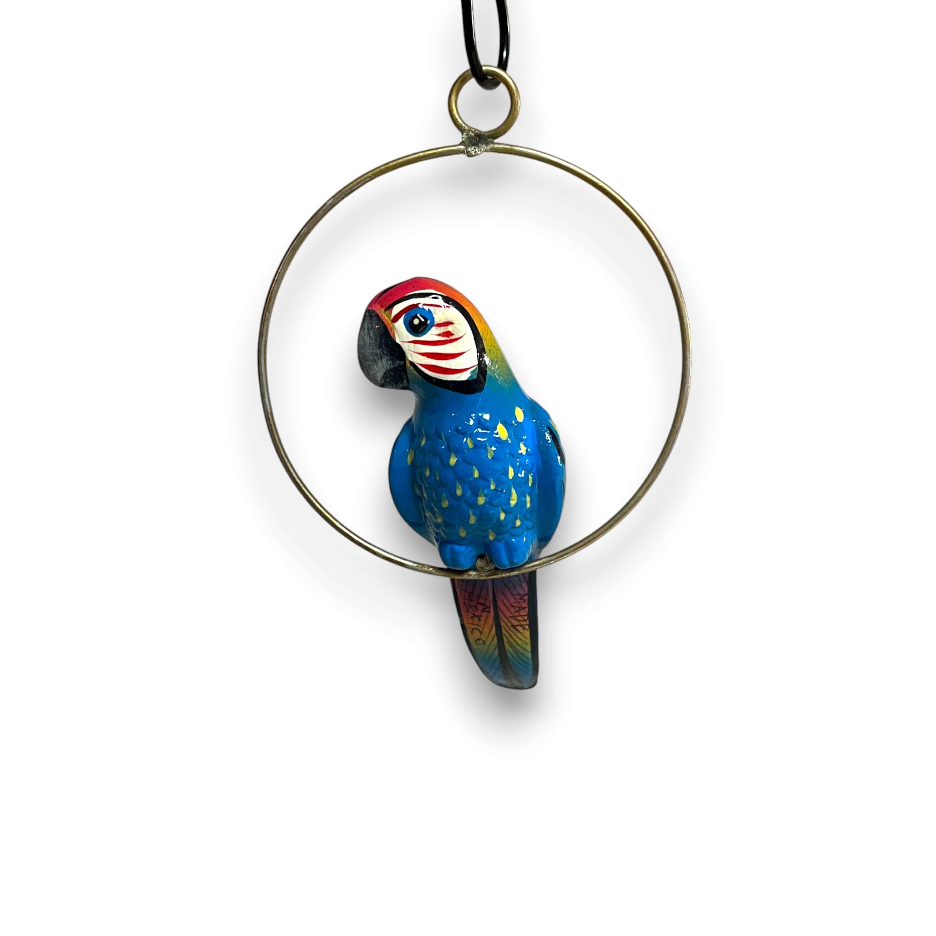 Loro Mini Talavera Vibrante | Adorno Colgante Pintado a Mano