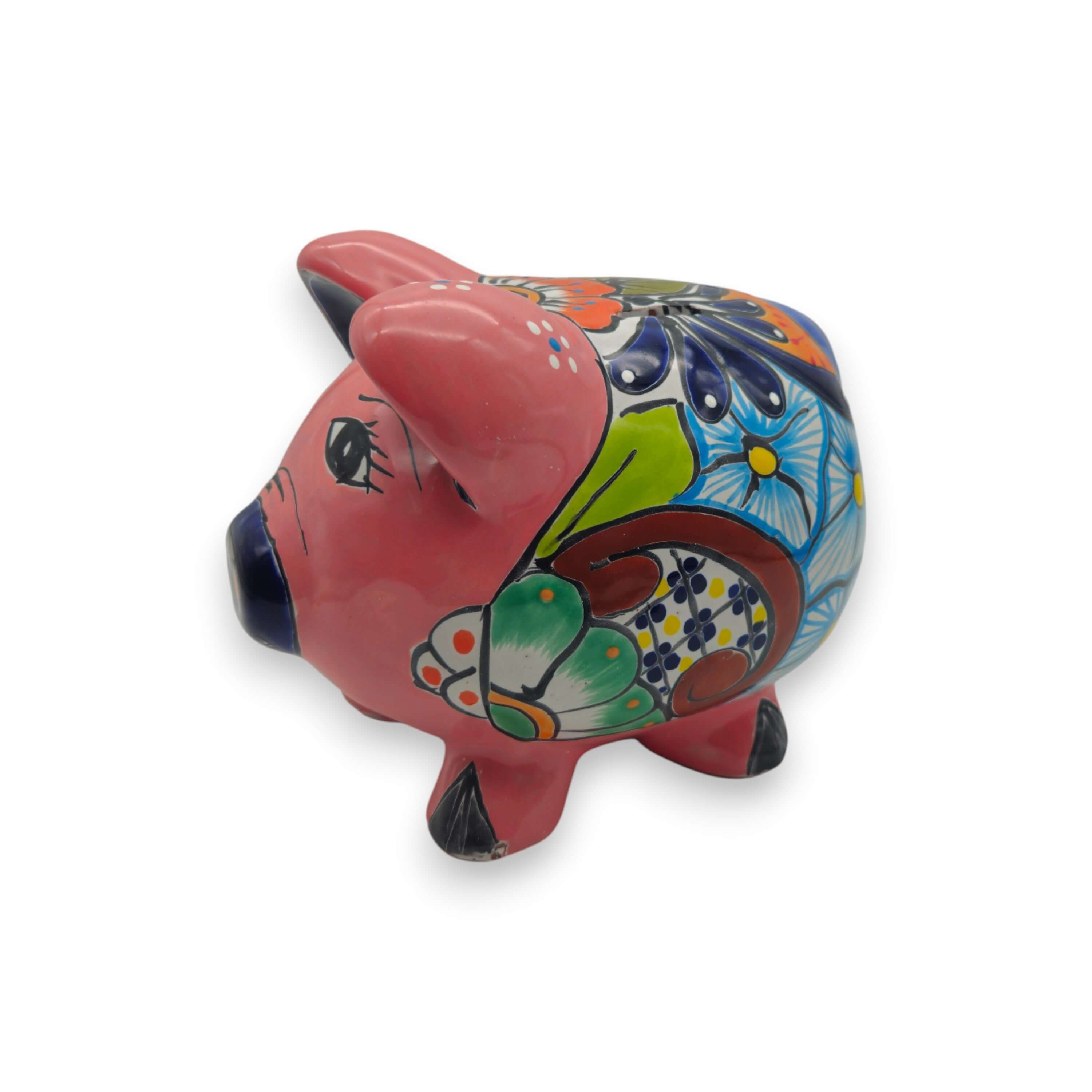 Alcancia de Talavera Pintada a Mano | Diseño de Arte Folclórico Mexicano