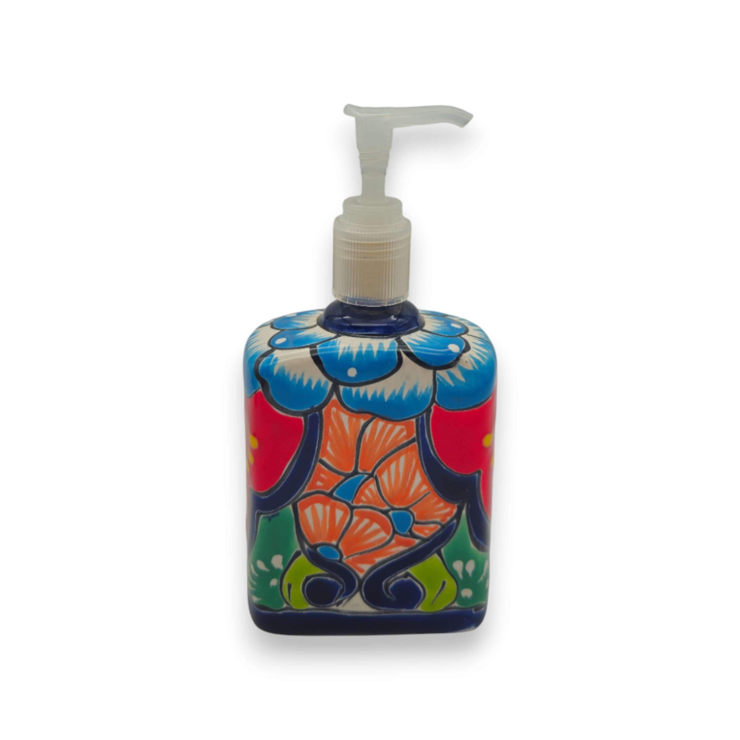 Dosificador de jabón de Talavera pintado a mano | Dispensador de cerámica de colores