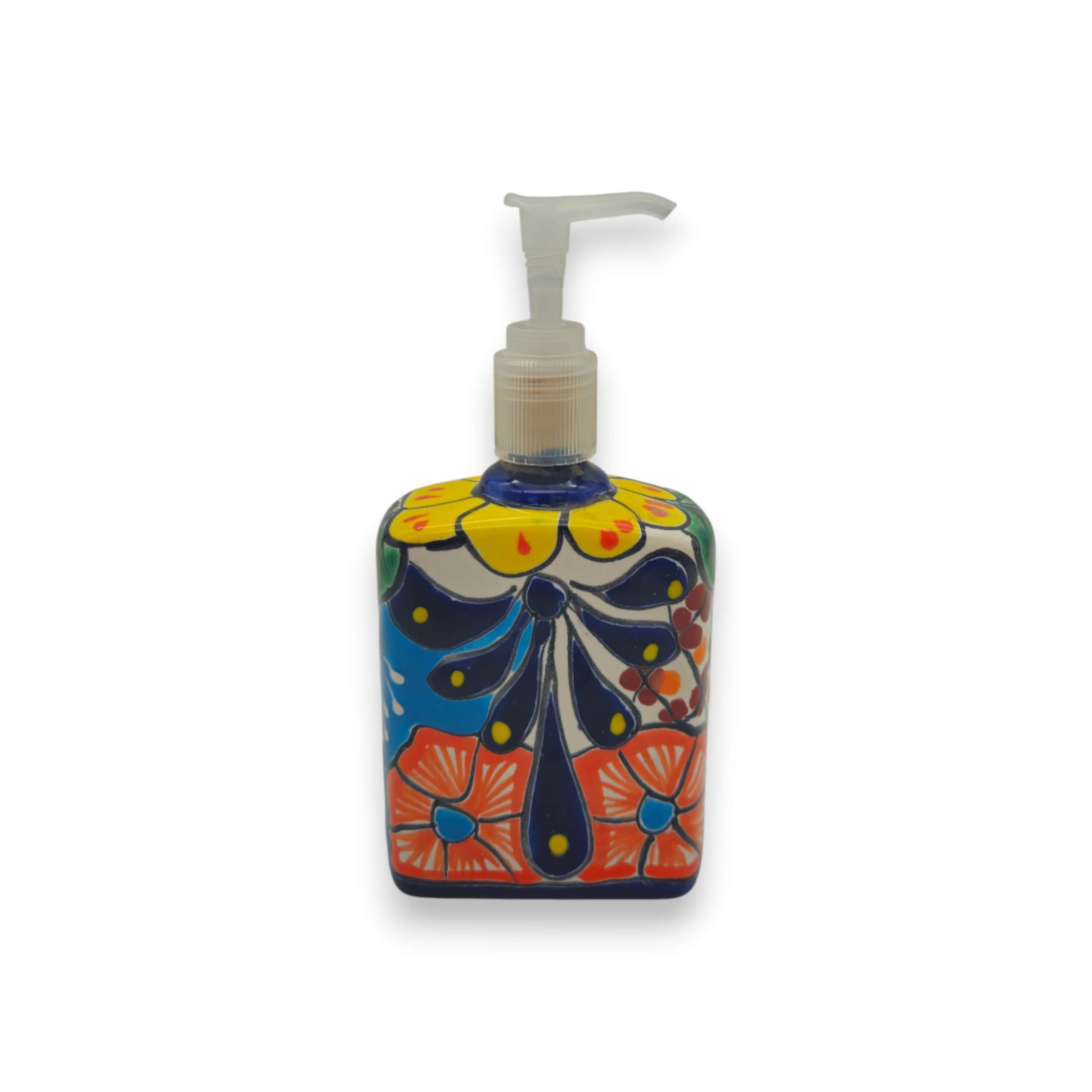 Dosificador de jabón de Talavera pintado a mano | Dispensador de cerámica de colores