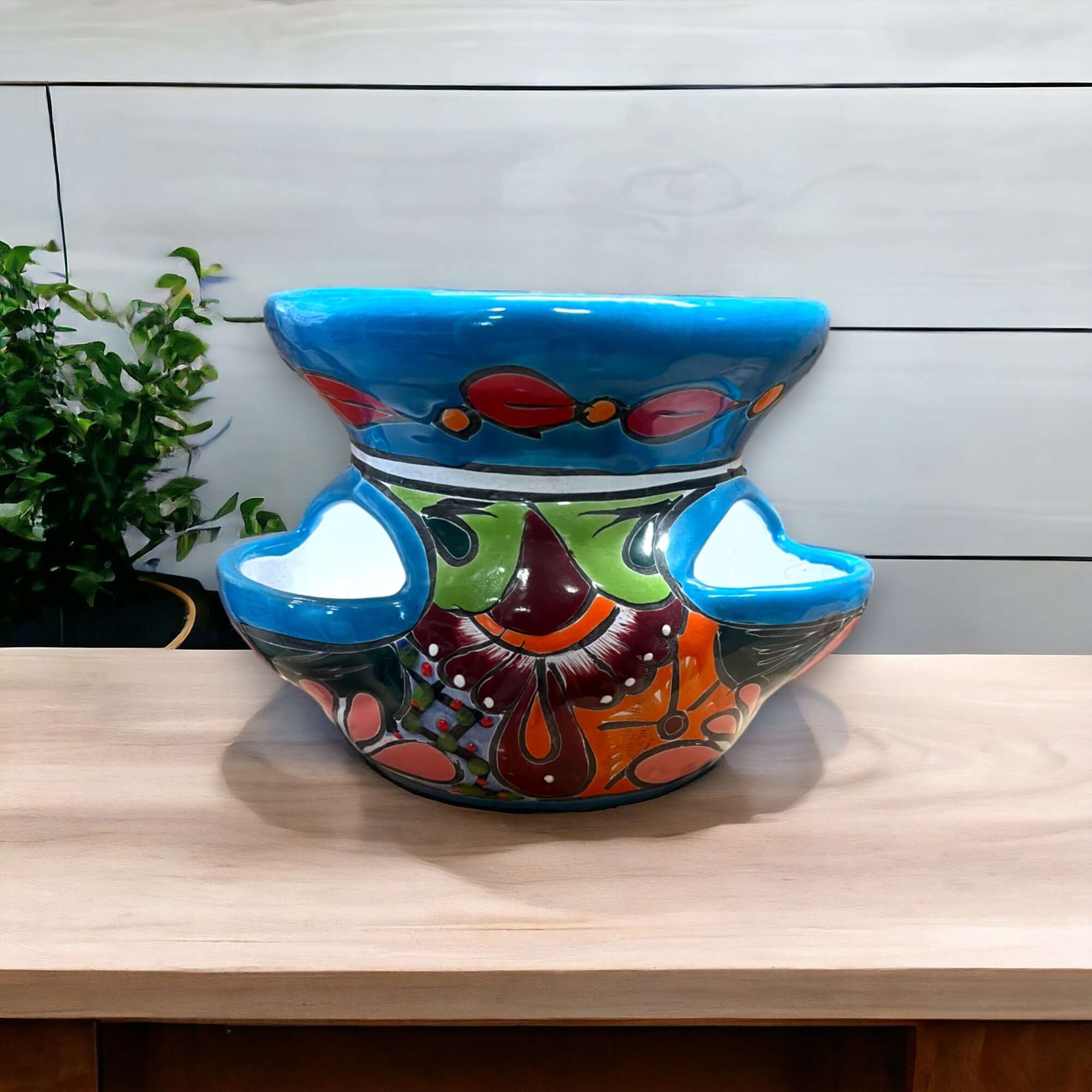 Talavera Strawberry Planter | Hand-Painted Mexican Pot