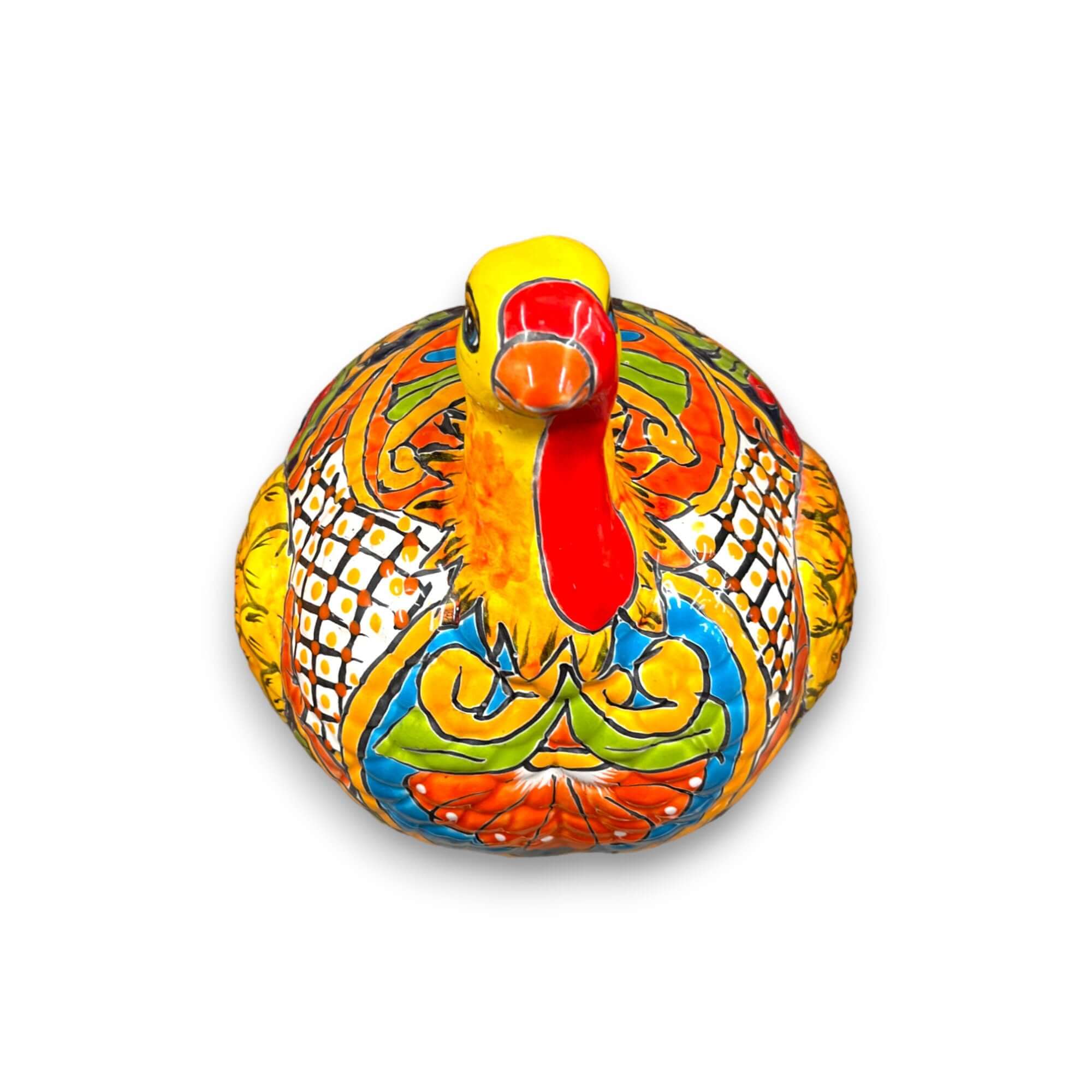 Estatua de pavo Talavera | Arte folclórico mexicano pintado a mano