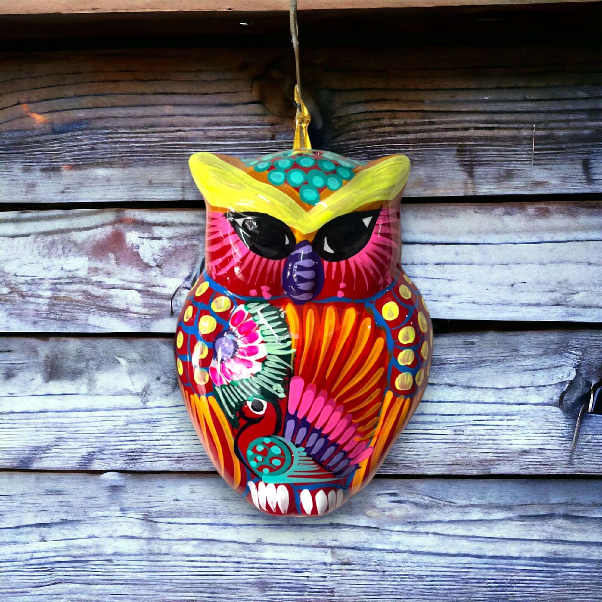 Búho Guerrero de Cerámica Pequeño para Pared | Decoración Mexicana Artesanal