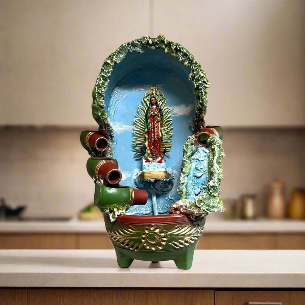 Fuente mexicana artesanal para exteriores | Fuente de agua tradicional pintada