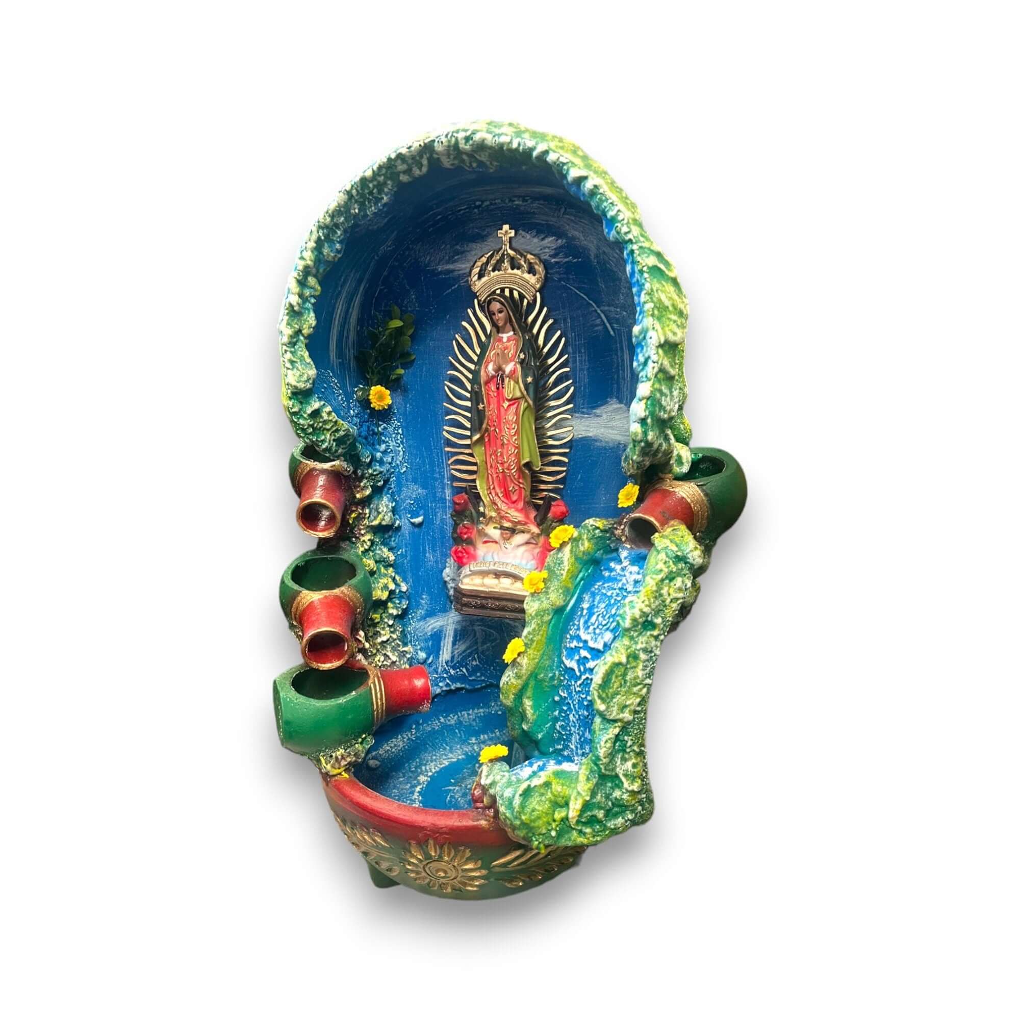 Fuente mexicana artesanal para exteriores | Fuente de agua tradicional pintada