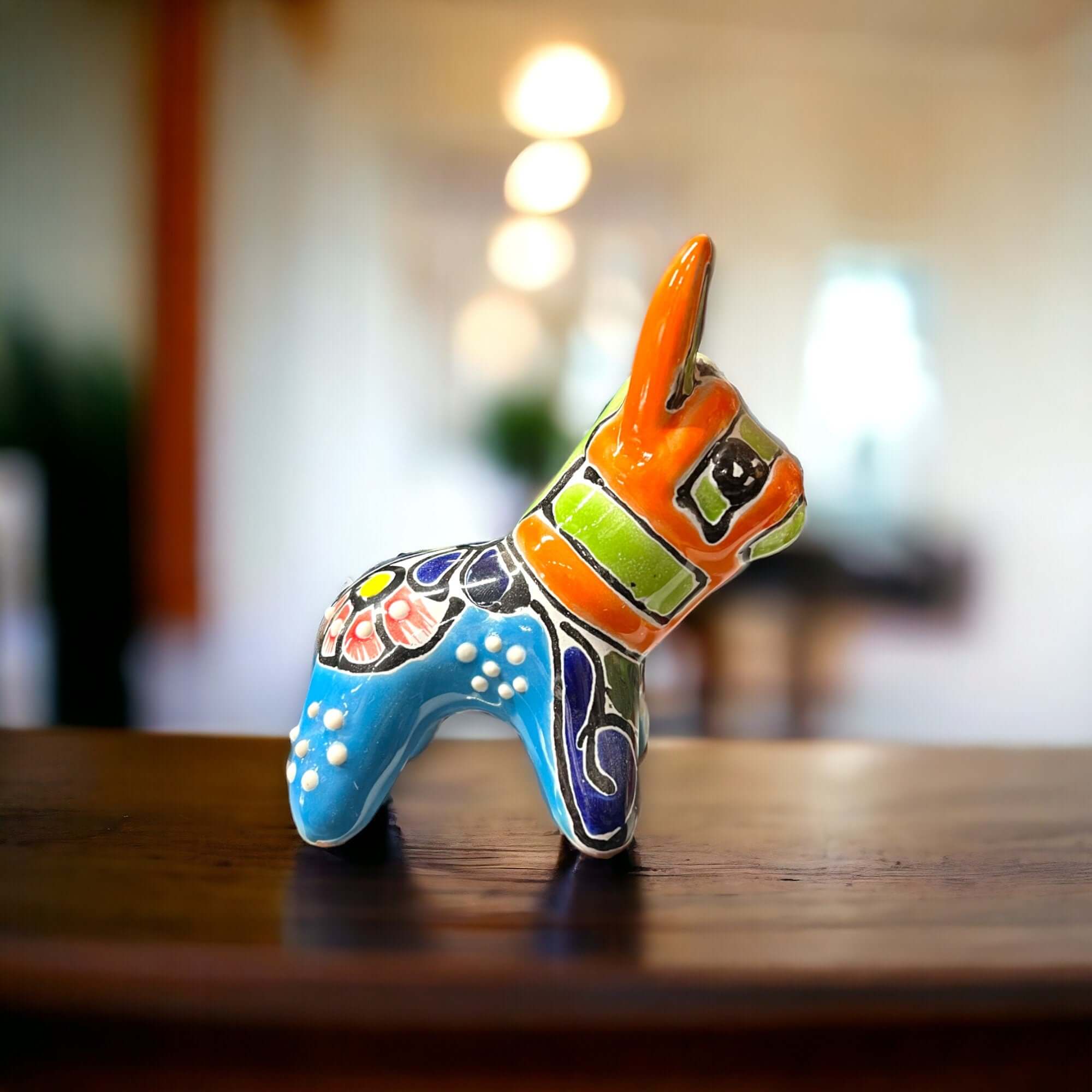 Mini Talavera Donkey Figurine | Handcrafted Mexican Pottery
