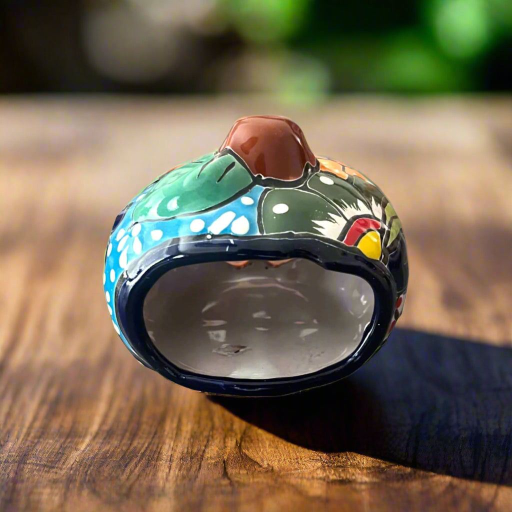 Mini Talavera Pumpkin | Handcrafted Mexican Jack-O'-Lantern
