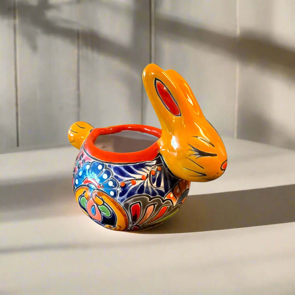 Maceta de conejo de Talavera | Maceta de conejo mexicana hecha a mano