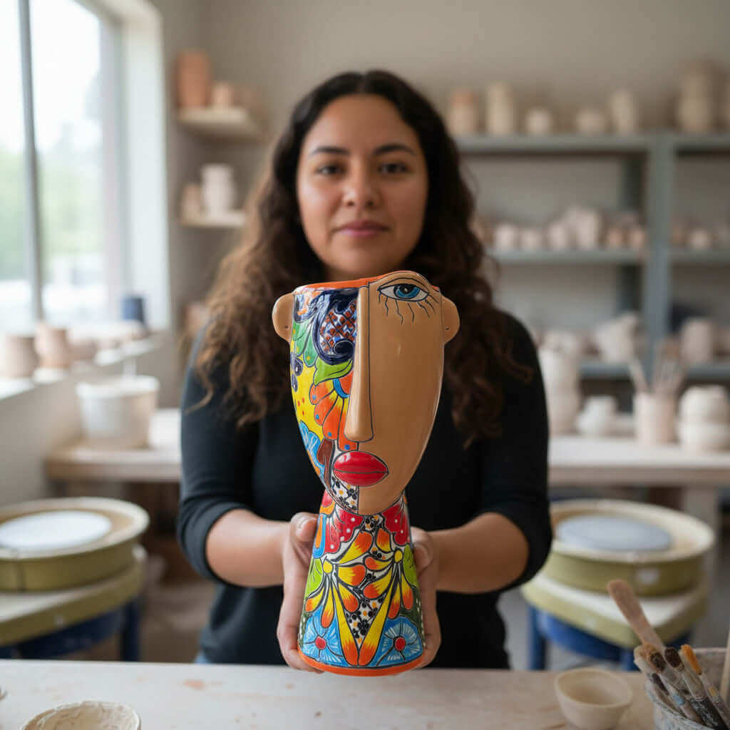 Maceta Dama Talavera | Artesanía Mexicana Hecha a Mano