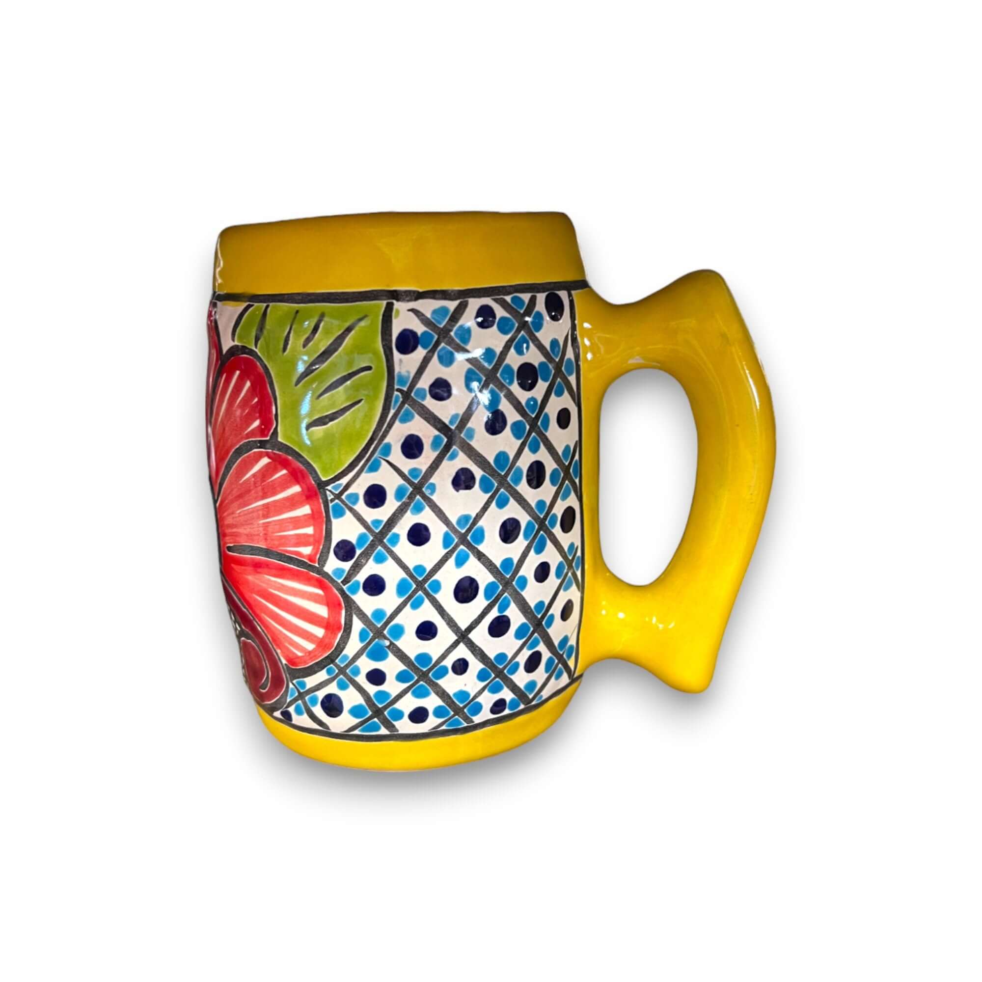 Taza de café mexicana artesanal colorida | Arte en cerámica de Talavera