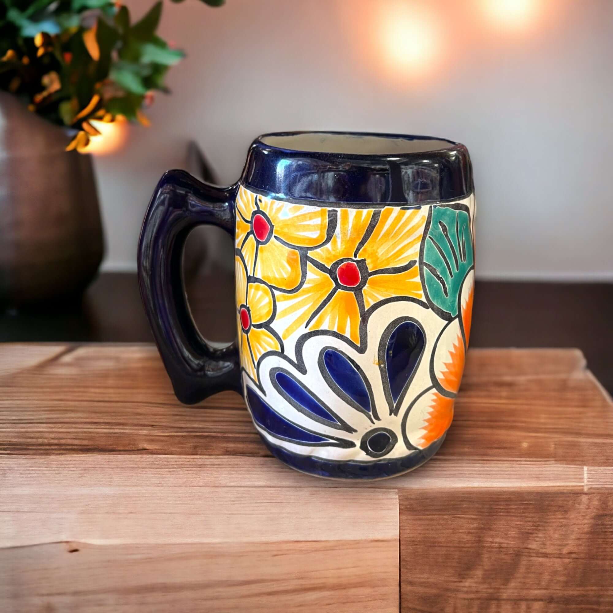 Taza de café mexicana artesanal colorida | Arte en cerámica de Talavera