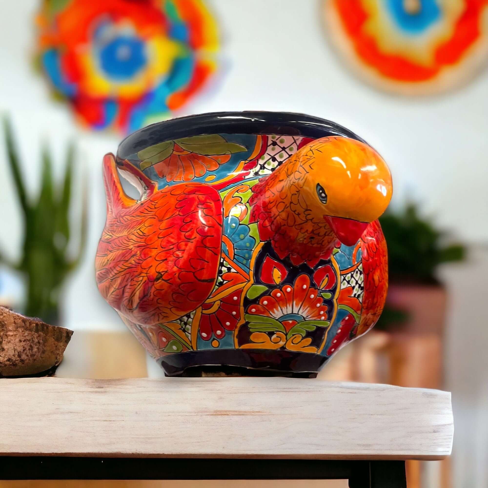 Maceta de paloma Talavera | Cerámica mexicana artesanal colorida