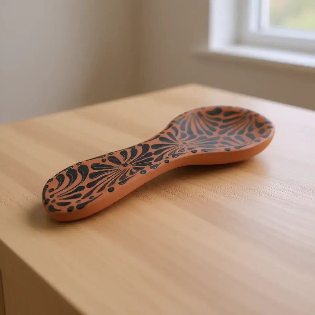 Apoyo de Cuchara de Talavera Colorido | Soporte de Barro Mexicano Hecho a Mano