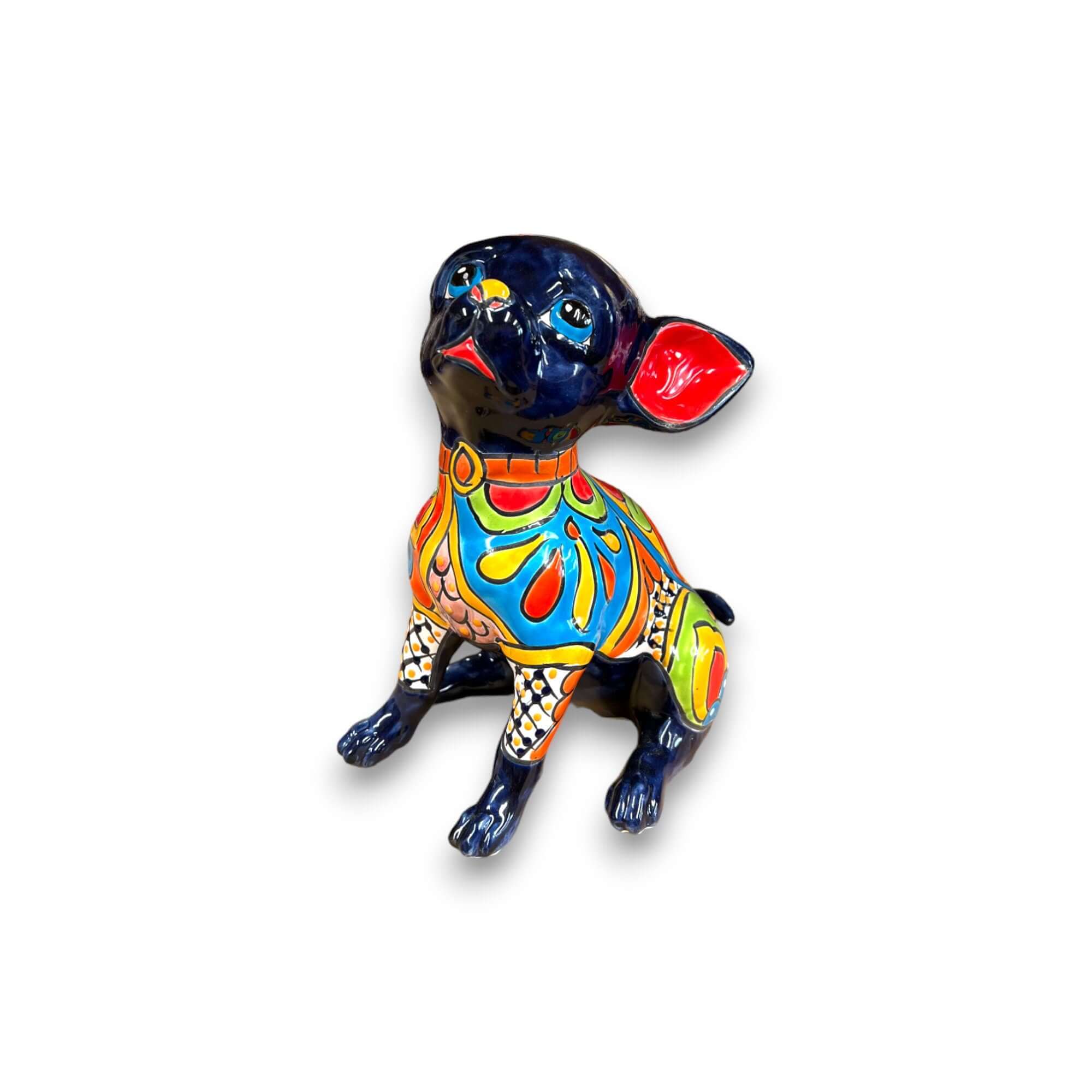 Estatua de Talavera Chihuahua | Perro Mexicano Triste Hecho a Mano