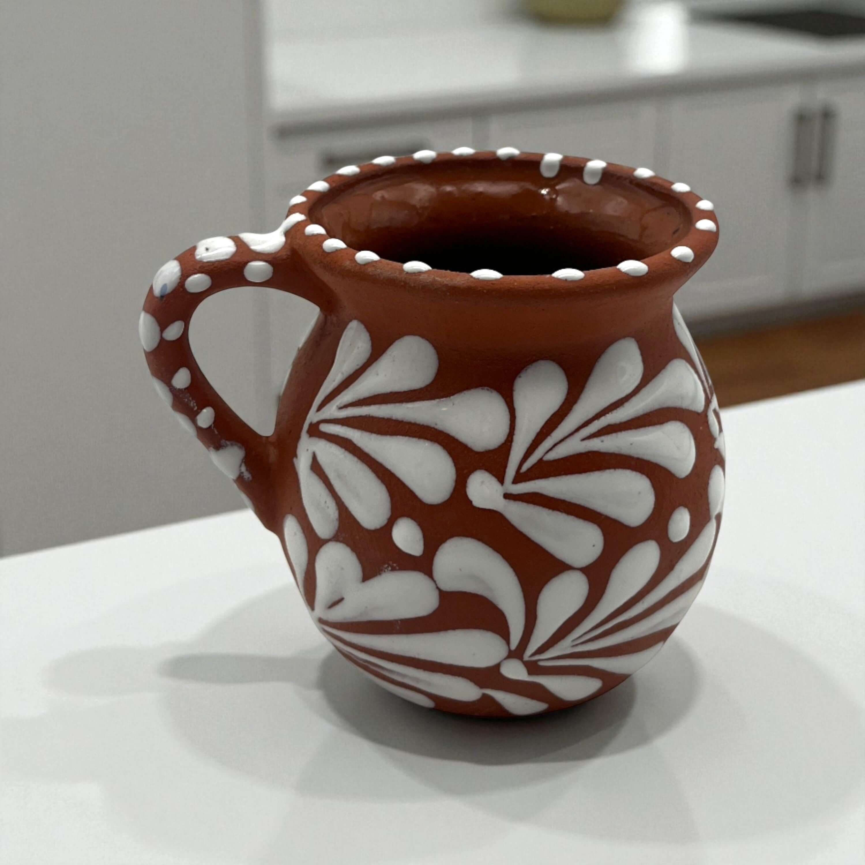 Terracotta Jarrito Mug | Handmade Mexican Relief Pottery Cup