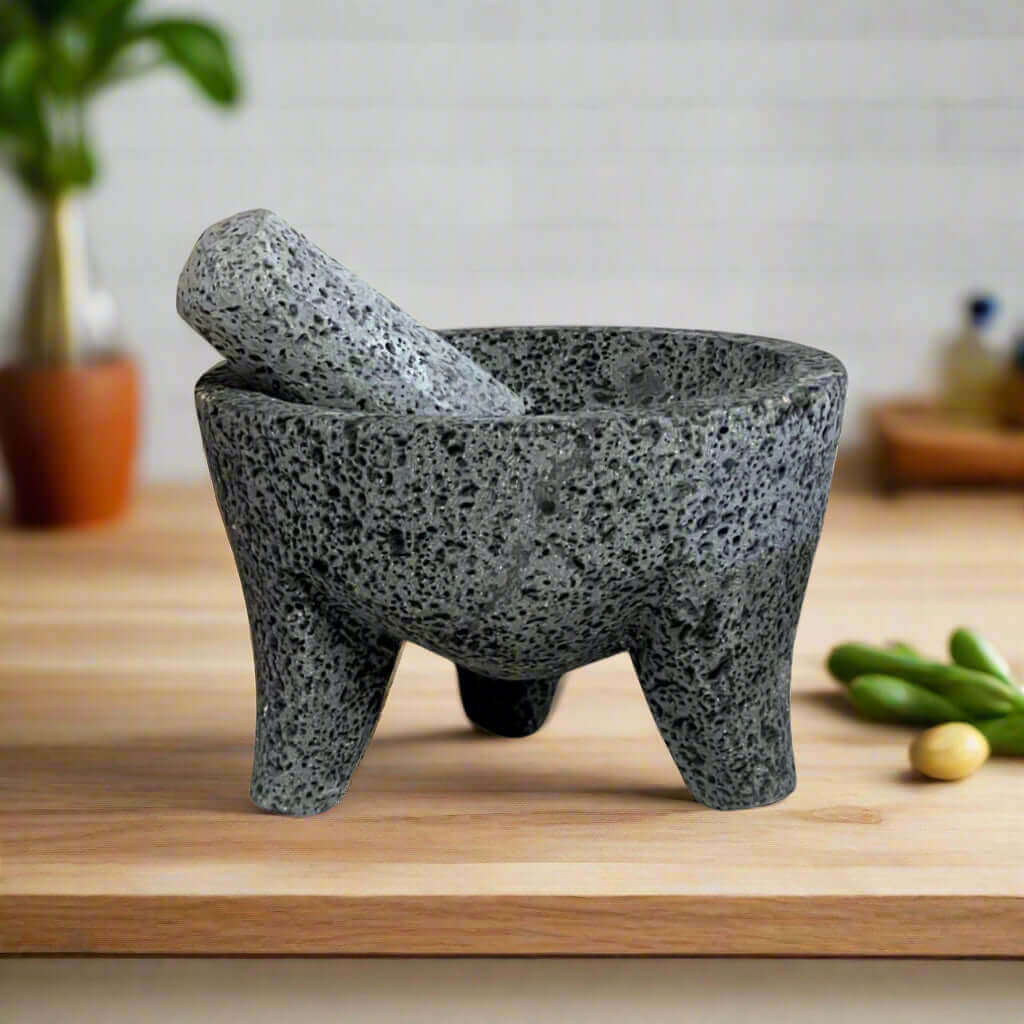 Molcajete de Piedra Volcánica | Mortero y Mano Mexicanos Hechos a Mano