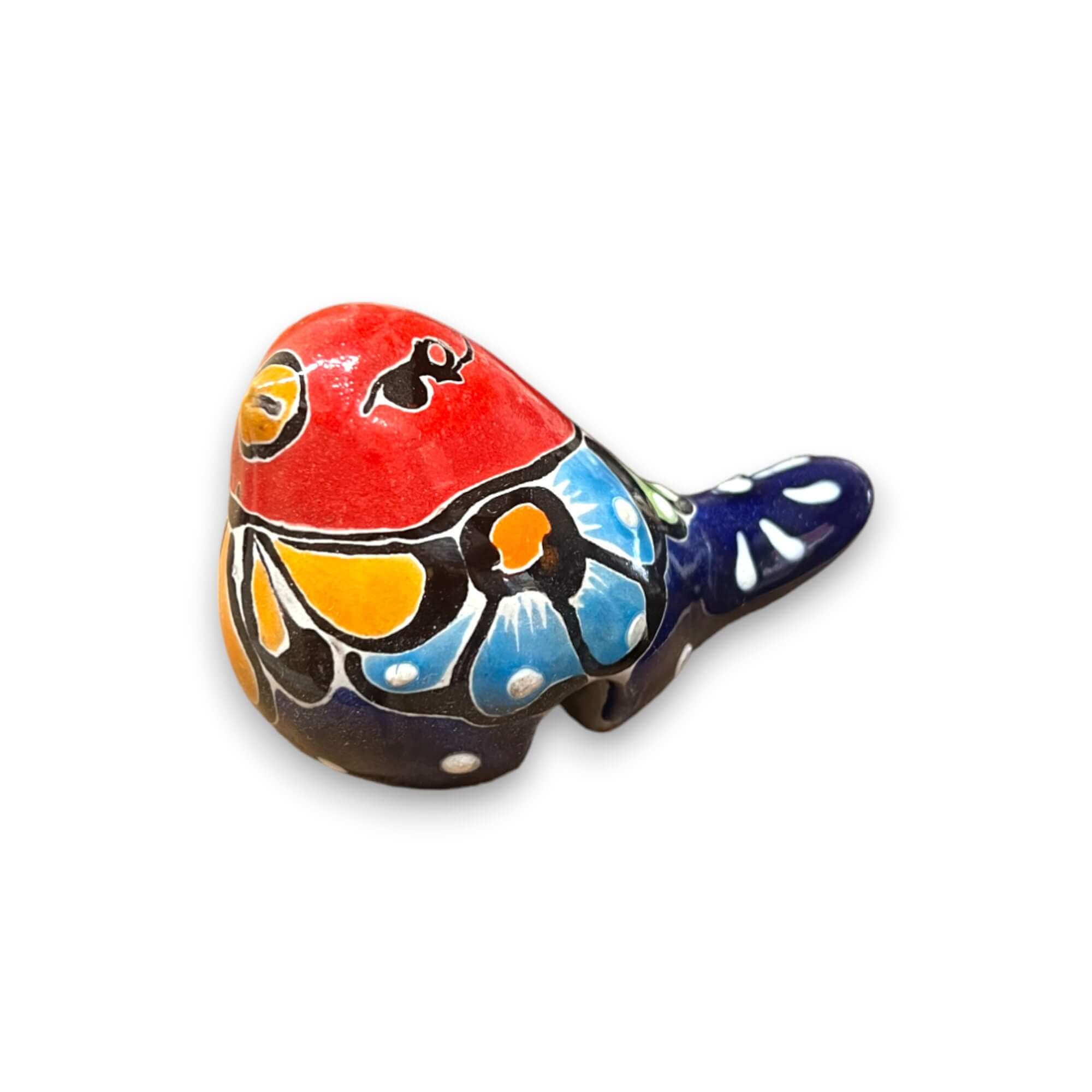 Pájaro Posado en Maceta de Talavera | Detalles Mexicanos Pintados a Mano
