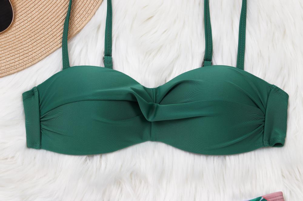 High Waist Bikini Set Women Bikini Flower Swimwear Women High Waist Bikini Halter Two Piece Bathing Suits Tummy Control Swimsuit Push Up Swimwear Vintage Halter Neck Swimsuit Female Green Bathing Suit