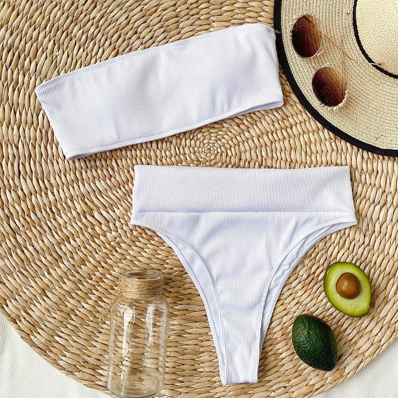 High Waist Bikinis Swimsuits Swimwear Women Black Strapless High Cut Bathing Suit Women Beachwear Women's Scoop Neck Cut Out Front Lace Up Back High Cut One Piece Swimsuit