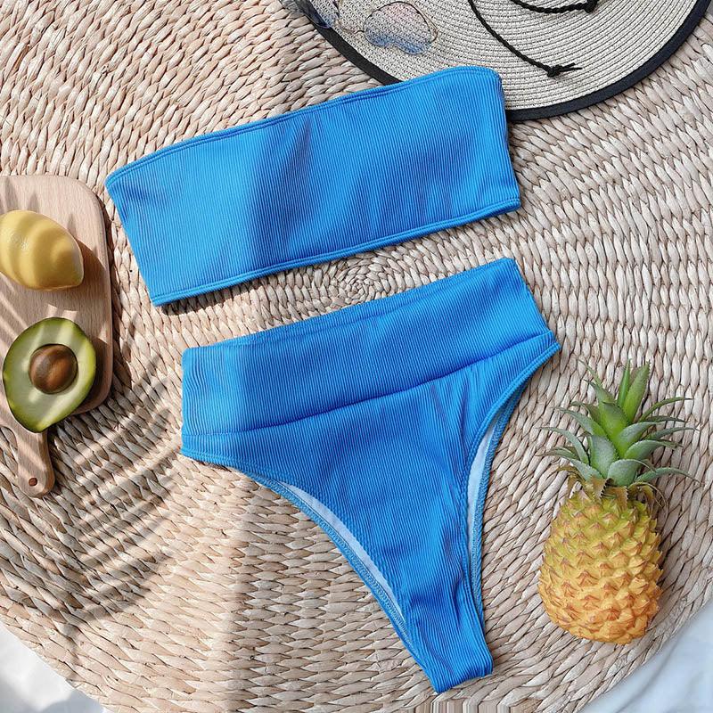 High Waist Bikinis Swimsuits Swimwear Women Black Strapless High Cut Bathing Suit Women Beachwear Women's Scoop Neck Cut Out Front Lace Up Back High Cut One Piece Swimsuit