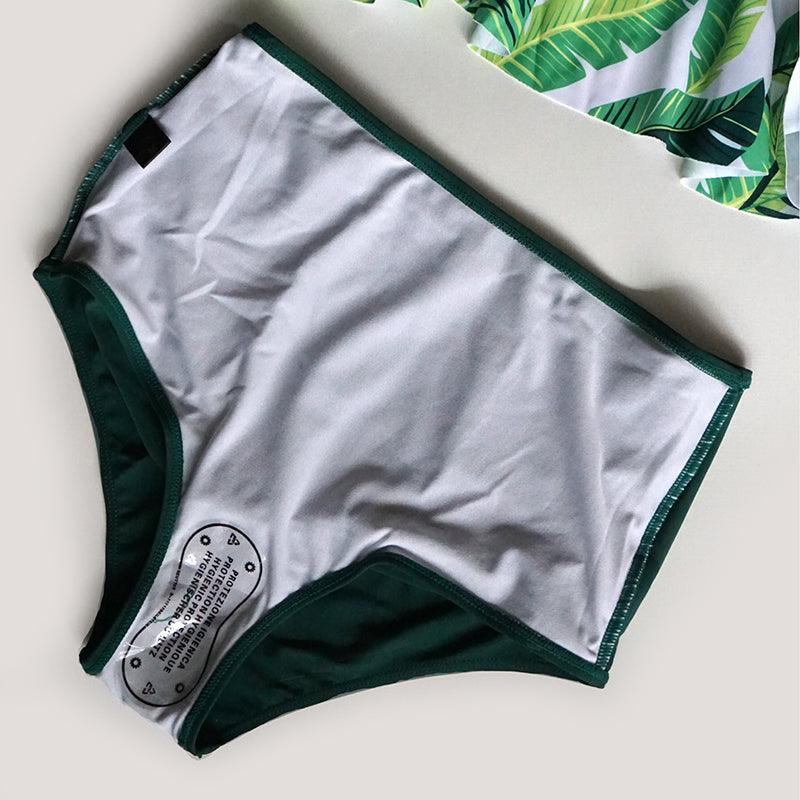 High Waist Swimwear Women Bikinis Swimsuit Leaf Print Bathing Suits Ruffle Tropical Beachwear Plus Size Two Piece Sport Halter Bikini Swimsuit Ruffles Printed Swimwear Quick Dry Bathing Suit Set Beachwear