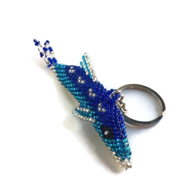 Dolphin Seed Bead Key Chain Zipper Pull - Guatemala