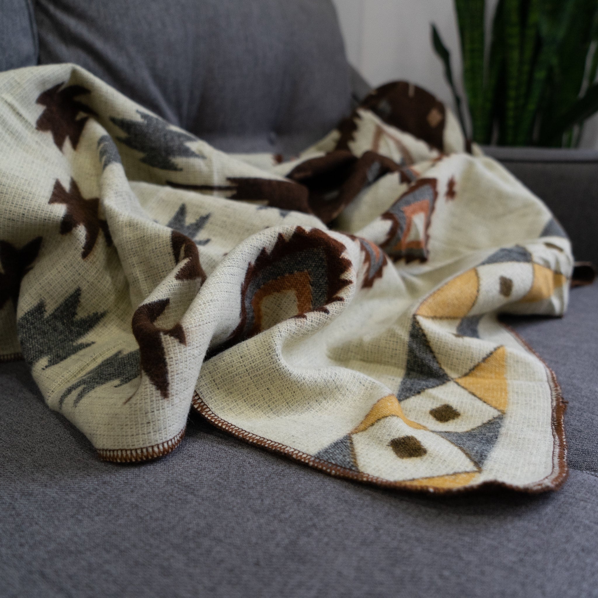 Manta de lana de alpaca andina - Mojave (Plaid)