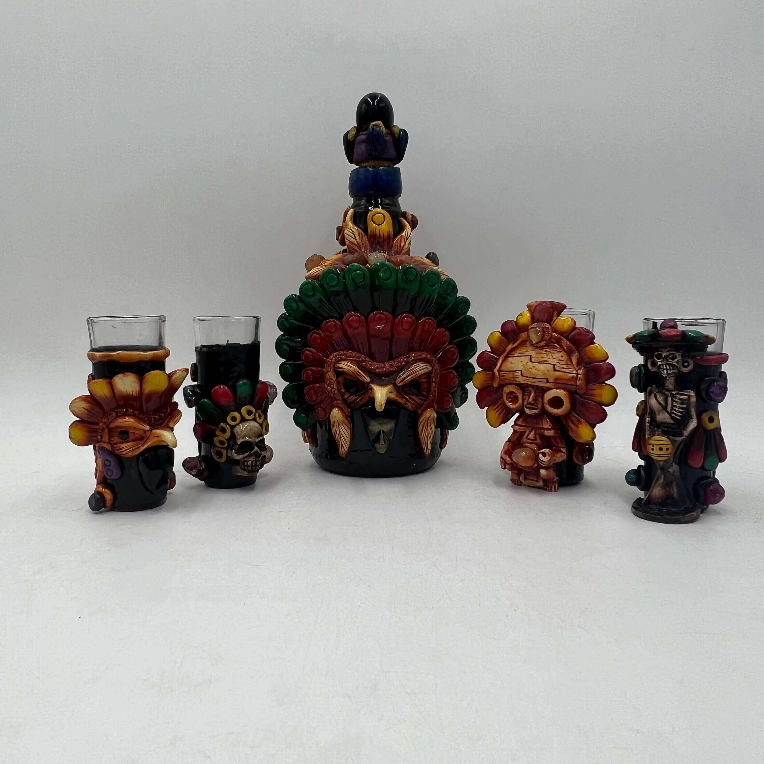Vaso Tequilero Mexicano Artesanal | Diseño Guerrero Azteca