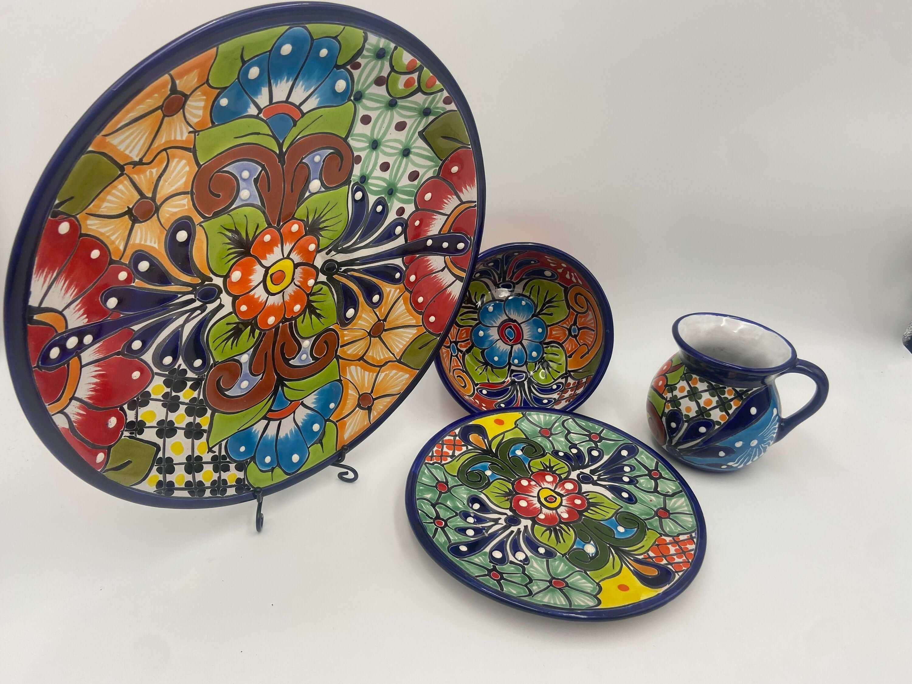 Juego de vajilla mexicana Talavera de 16 piezas | Talavera hecha a mano