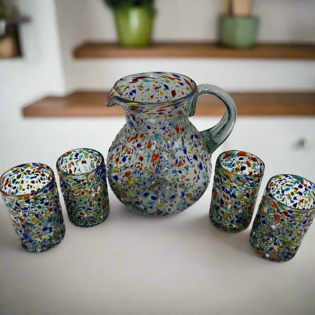 Jarra de cristal Confetti | Jarra mexicana soplada a mano