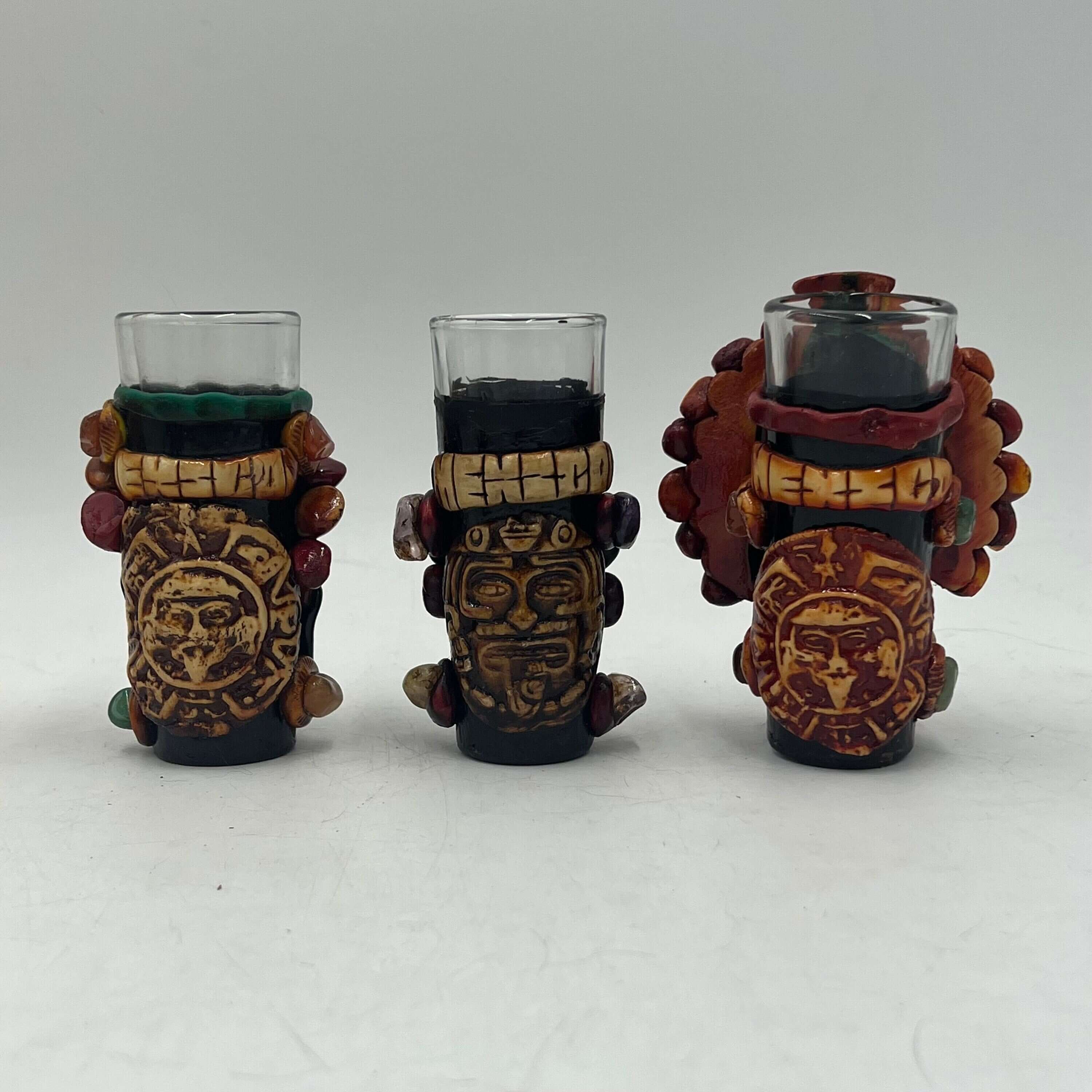 Vaso Tequilero Mexicano Artesanal | Diseño Guerrero Azteca