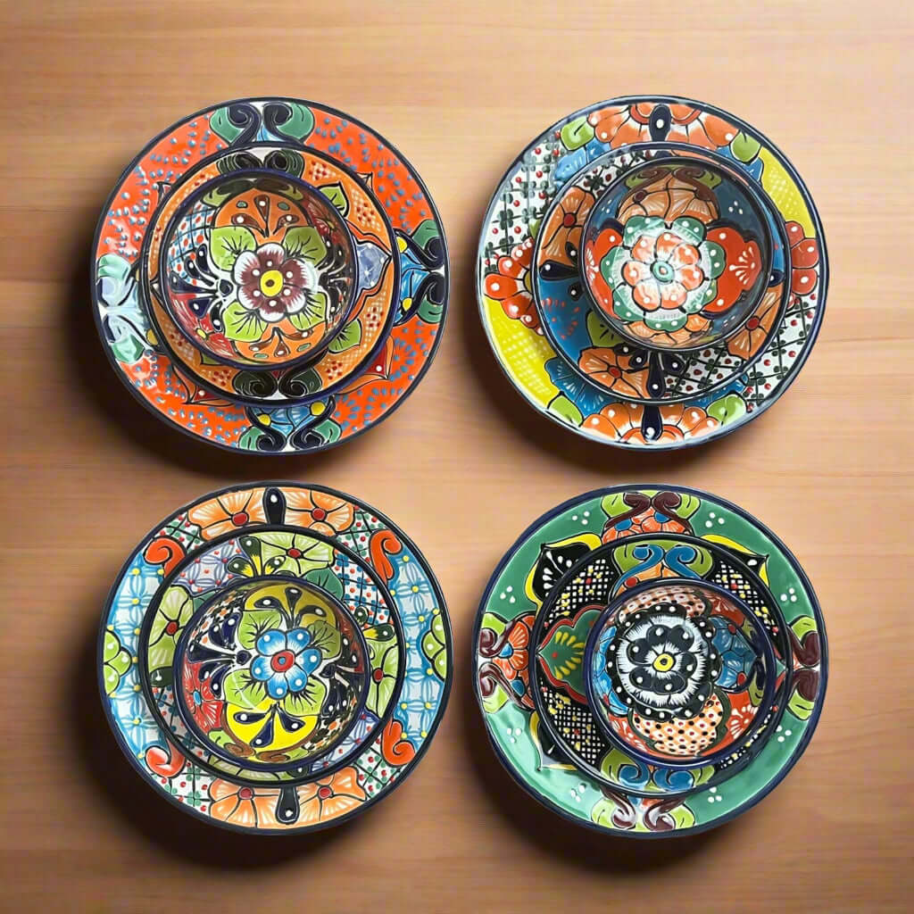 Vajilla de Talavera | Juego de 26 piezas florales para 8 personas