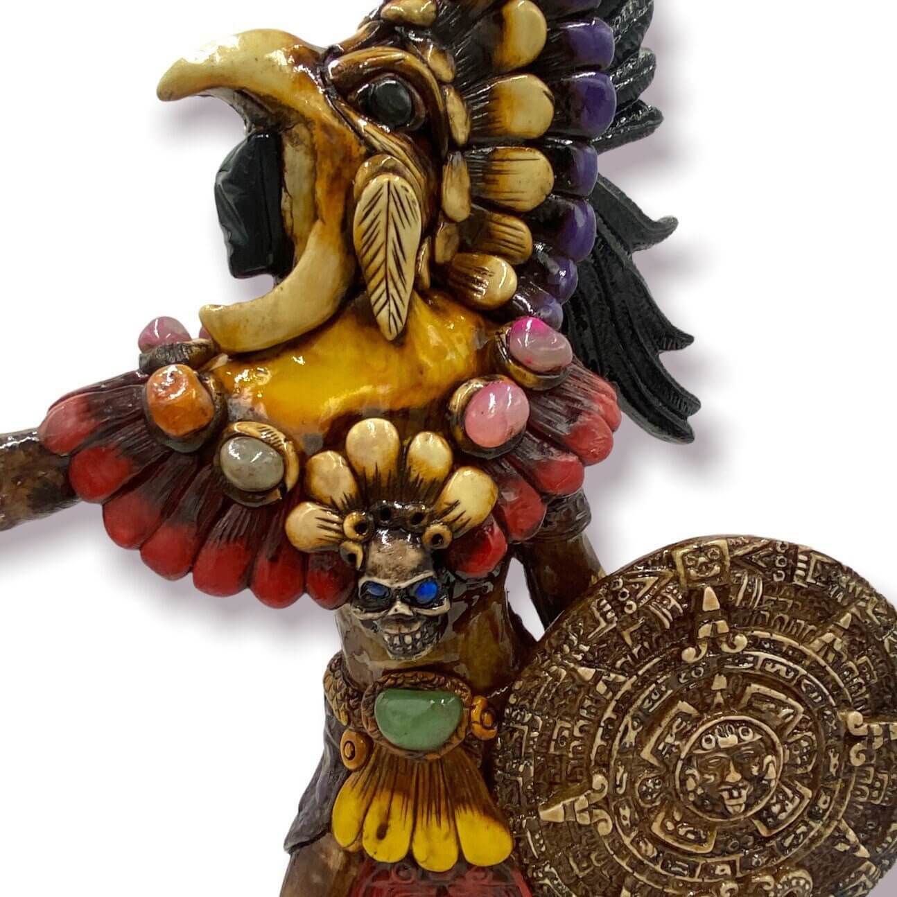 Estatua de guerrero azteca | Escultura cultural artesanal