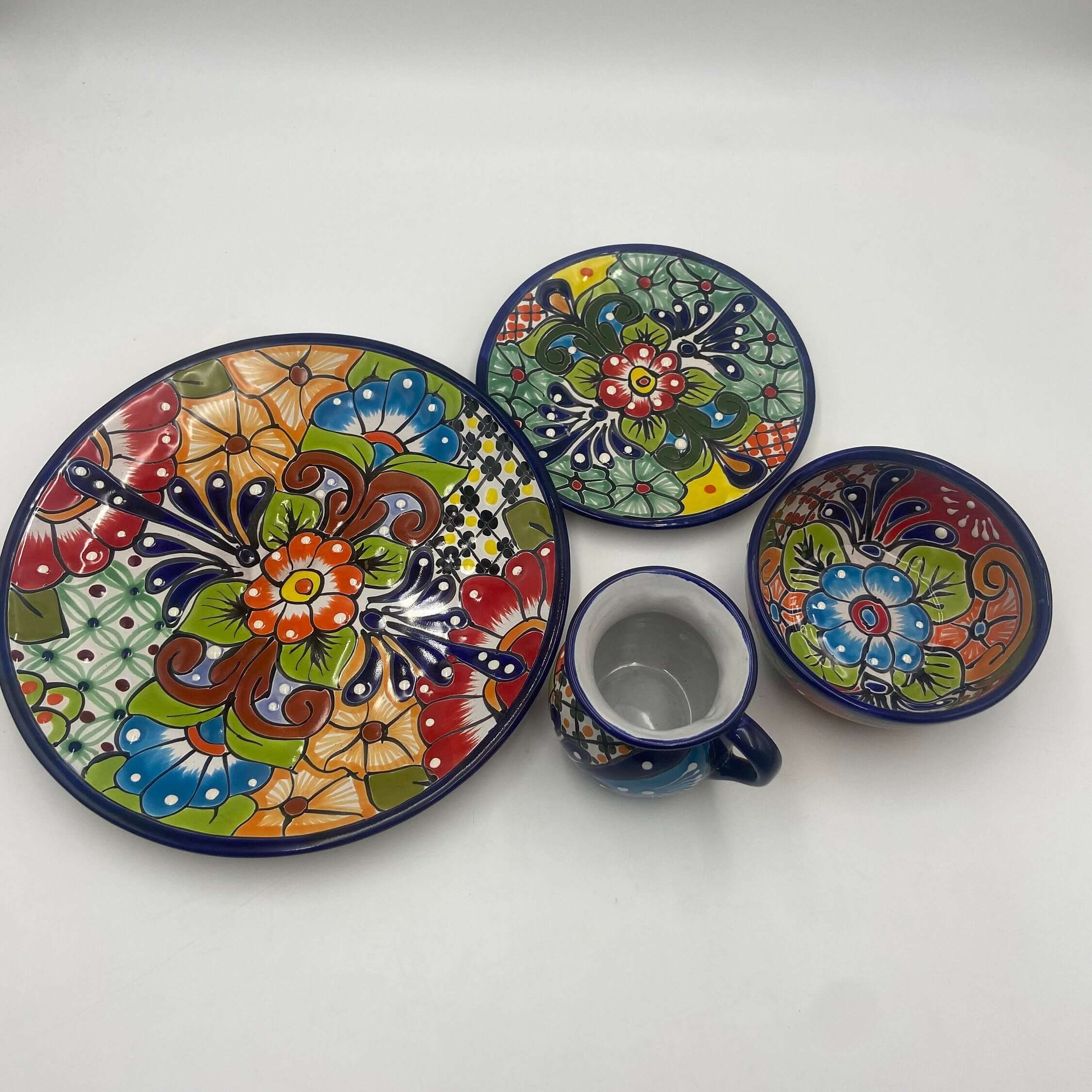 Juego de vajilla mexicana Talavera de 16 piezas | Talavera hecha a mano