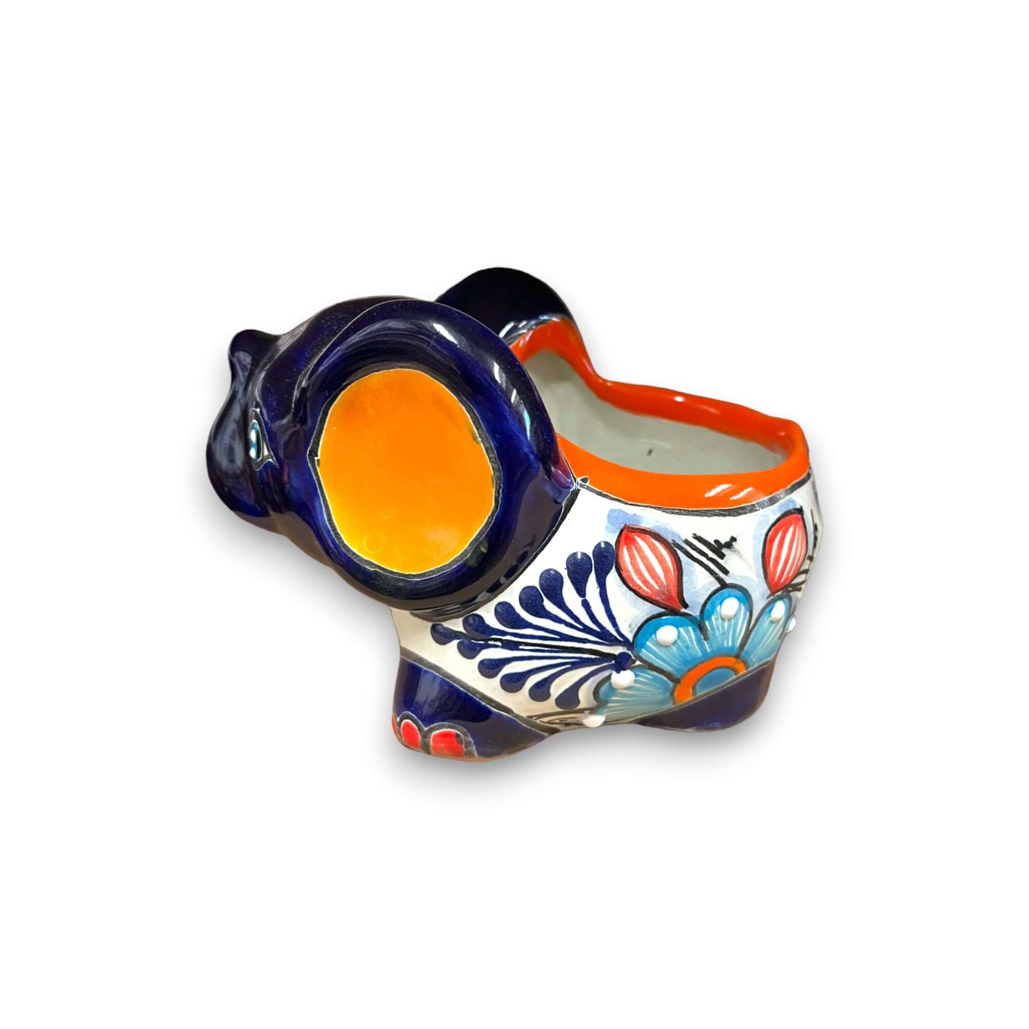 Macetas de Talavera de elefante pintadas a mano | Maceta pequeña de Talavera colorida