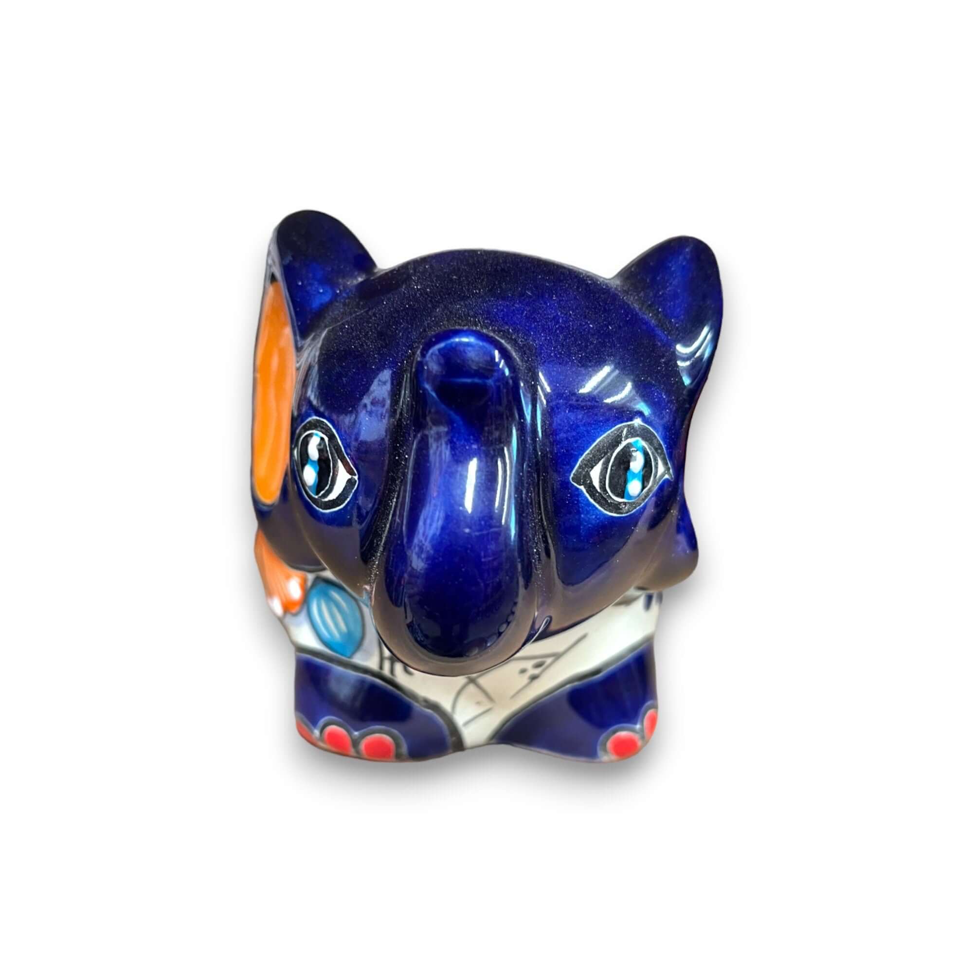Macetas de Talavera de elefante pintadas a mano | Maceta pequeña de Talavera colorida