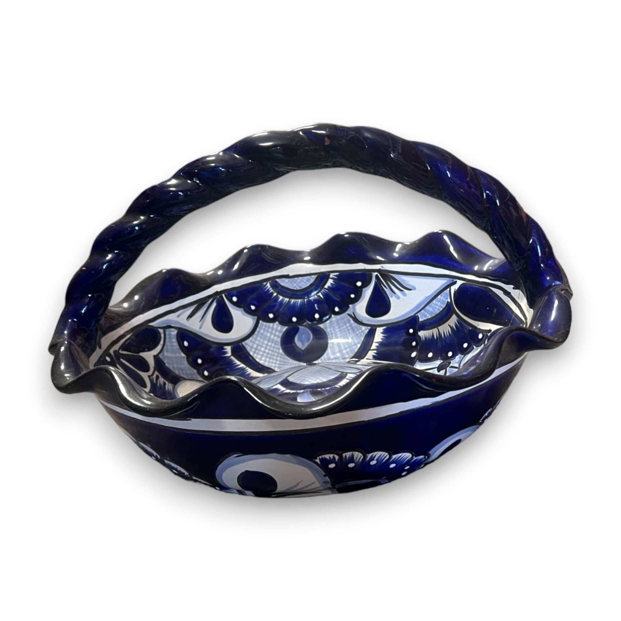 Cesta de frutas de Talavera | Centro de mesa colorido pintado a mano
