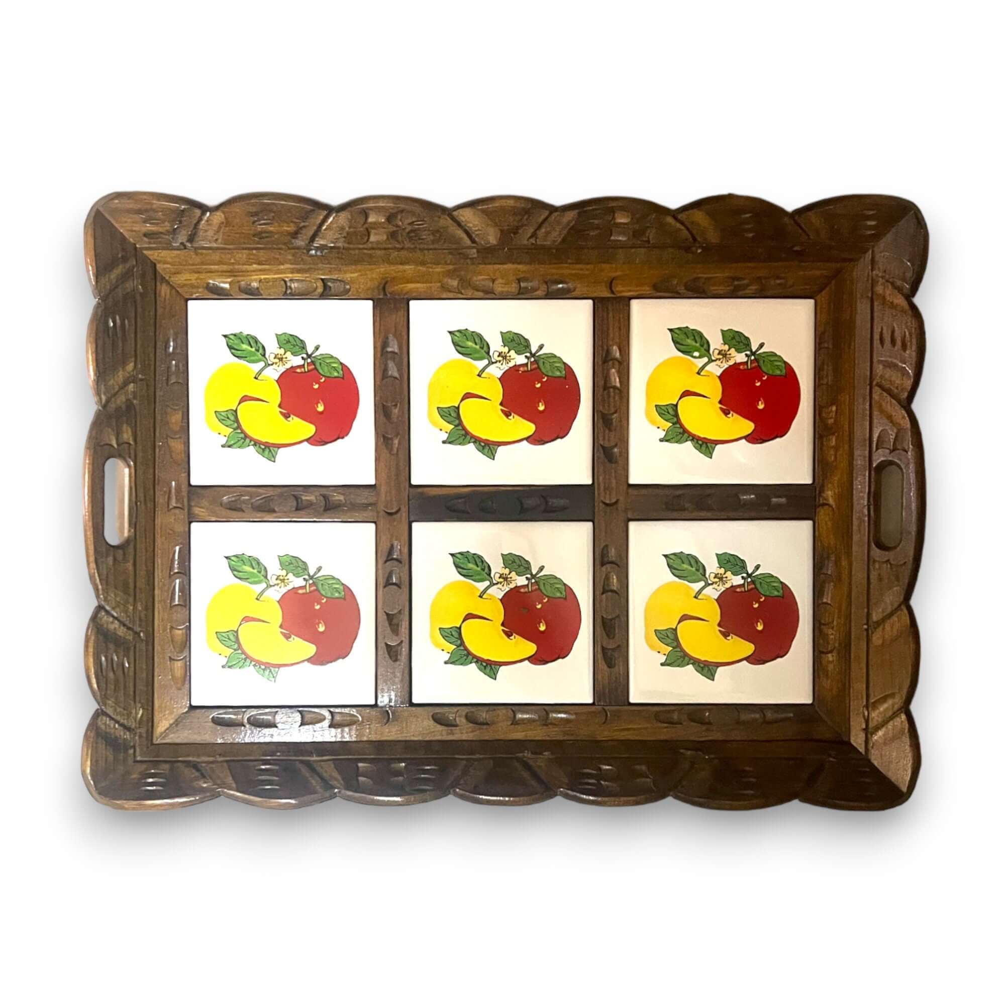 Bandeja de servicio de madera con azulejos de talavera hechos a mano | Bandeja mexicana