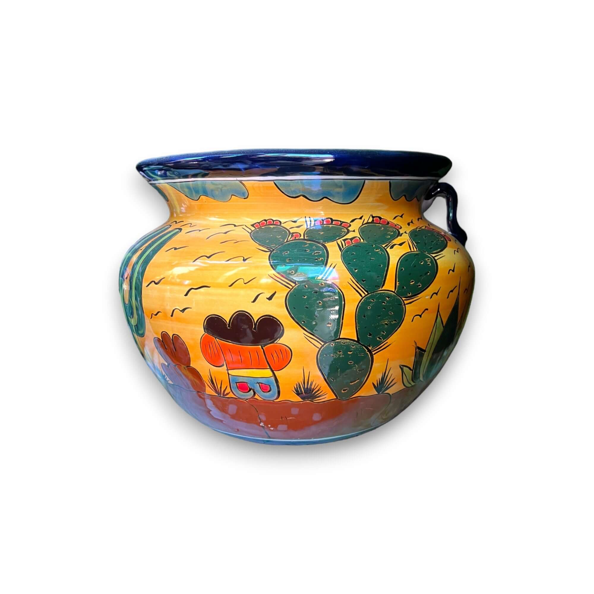 Maceta XL de Talavera | Jardinera con Diseño del Desierto Pintada a Mano