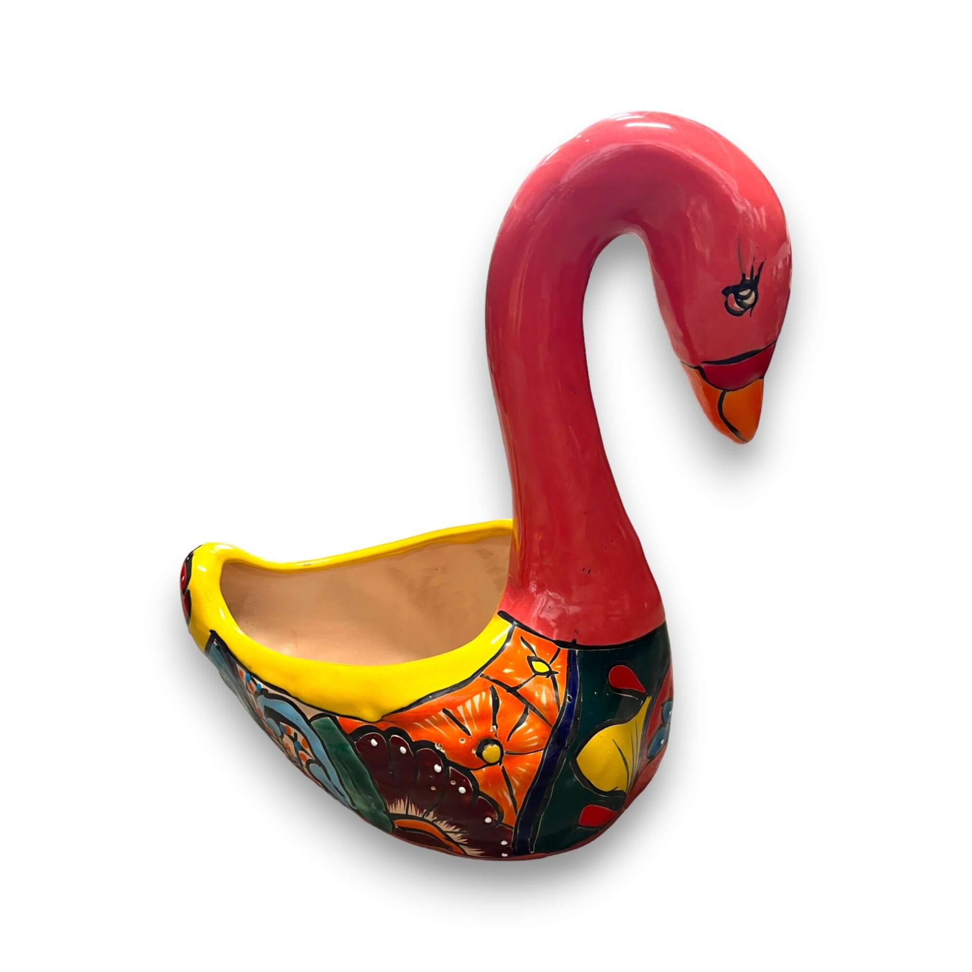 Macetero Cisne Talavera Grande | Cerámica Mexicana Colorida Pintada a Mano