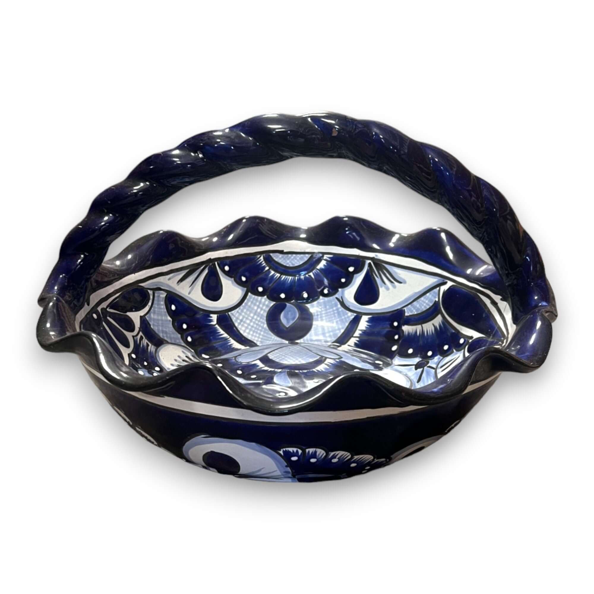 Cesta de frutas de Talavera | Centro de mesa colorido pintado a mano