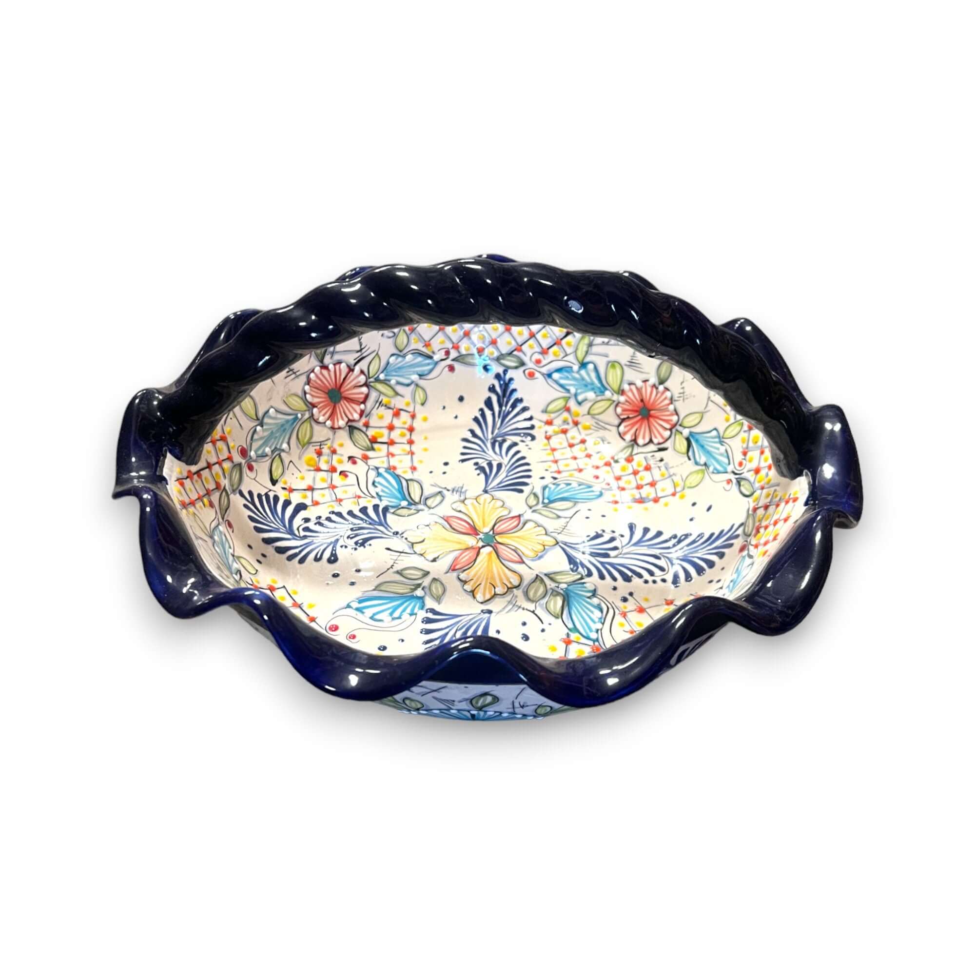 Cesta de frutas de Talavera | Centro de mesa colorido pintado a mano