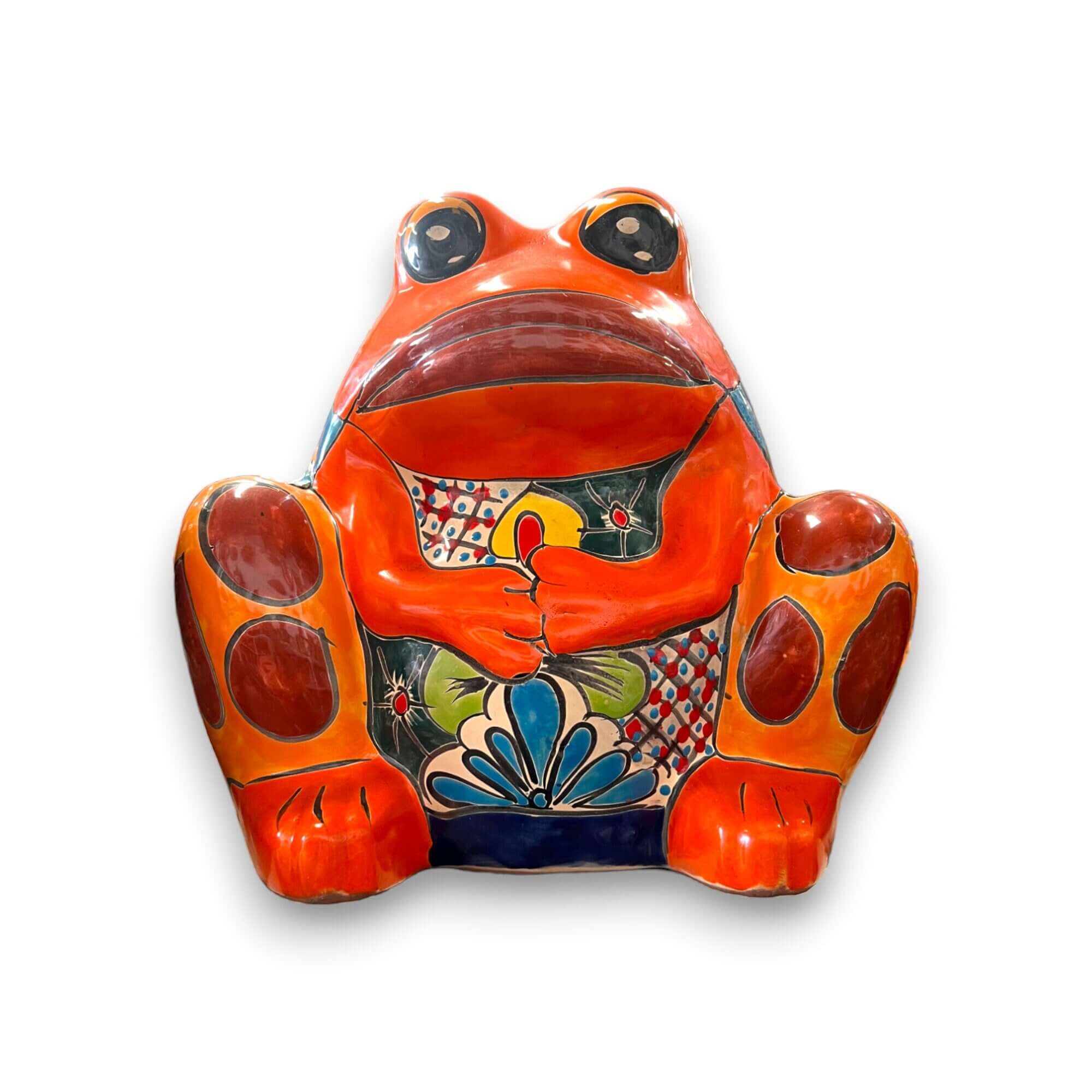 Maceta de rana de Talavera | Cerámica mexicana artesanal colorida